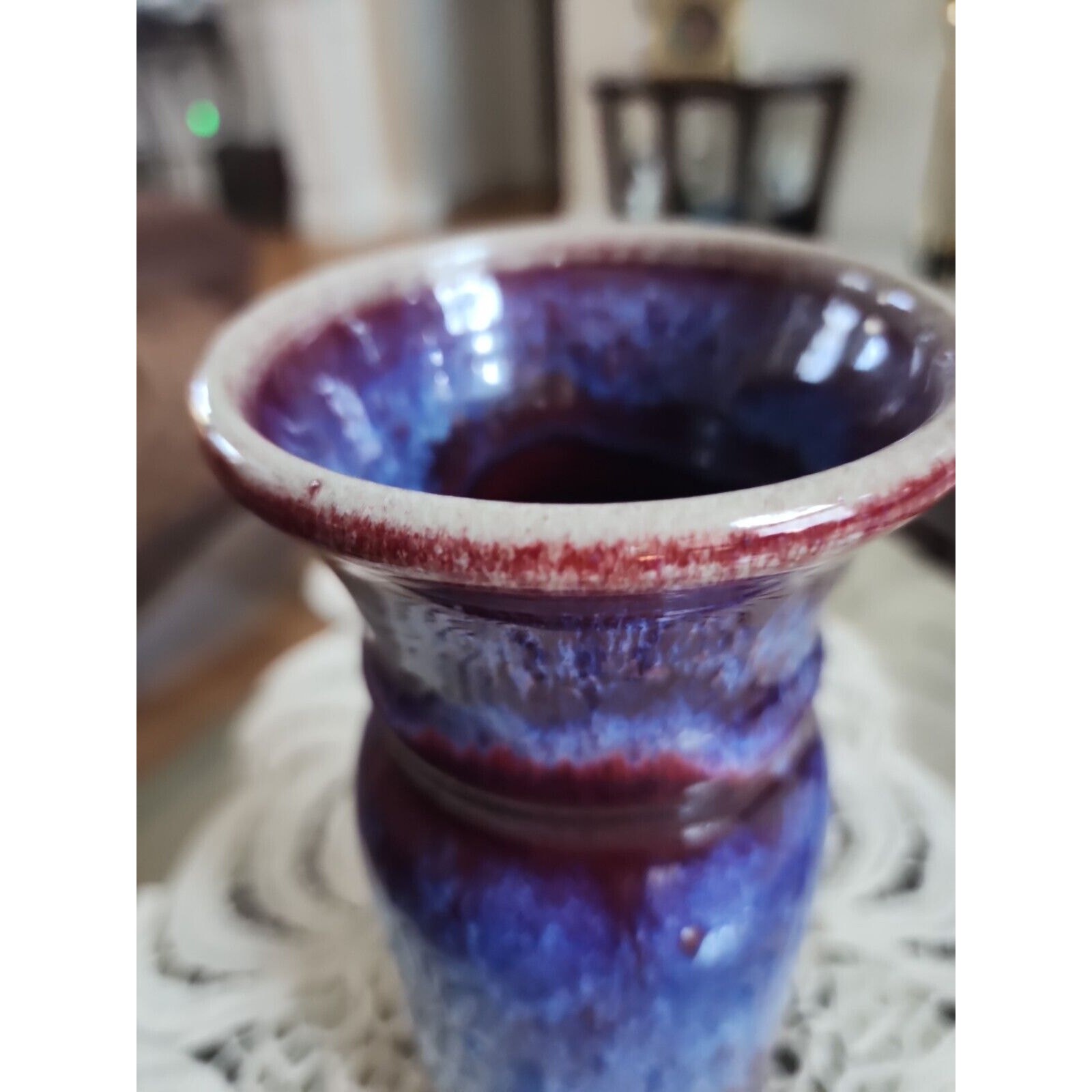 Vintage Art Pottery Vase Drip Glaze 10 inches