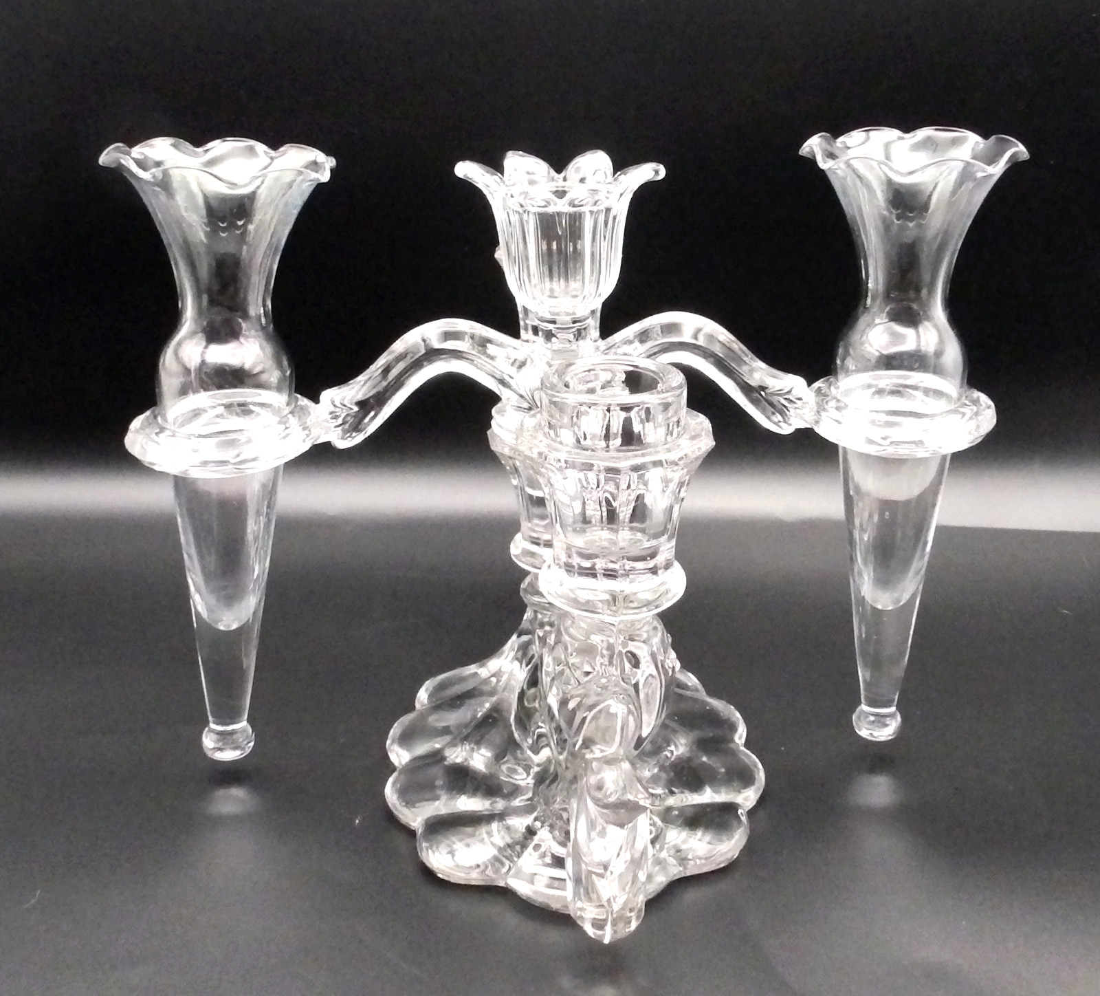 Vintage Cambridge Caprice Candelabra Epergne 3 Light 4 Arm Crystal Glass Clear