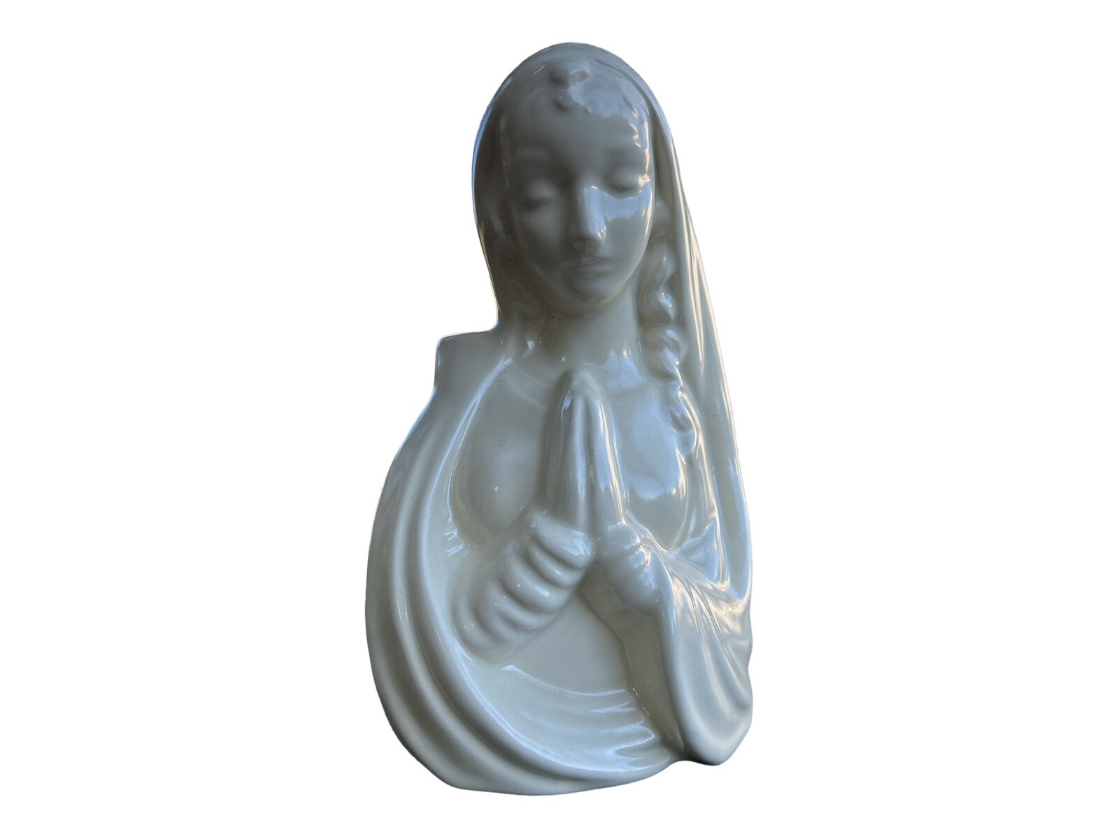 Haeger Art Deco Praying Virgin Mary Madonna Christianity Beige 9″Hx6″W Planter
