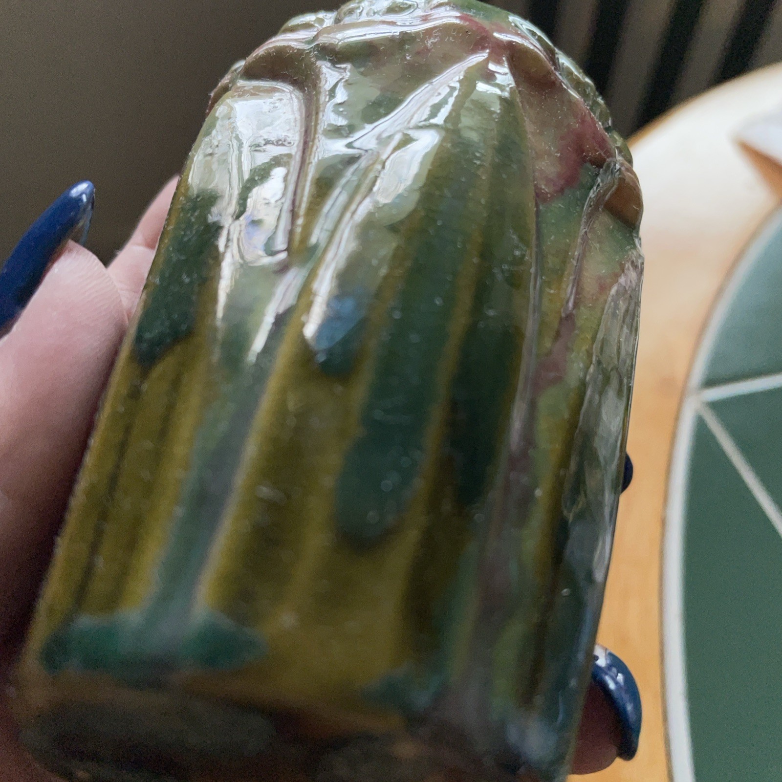 Antique Art Nouveau McCoy Amaryllis High Shoulder 4-1/4” Vase Multi Glaze