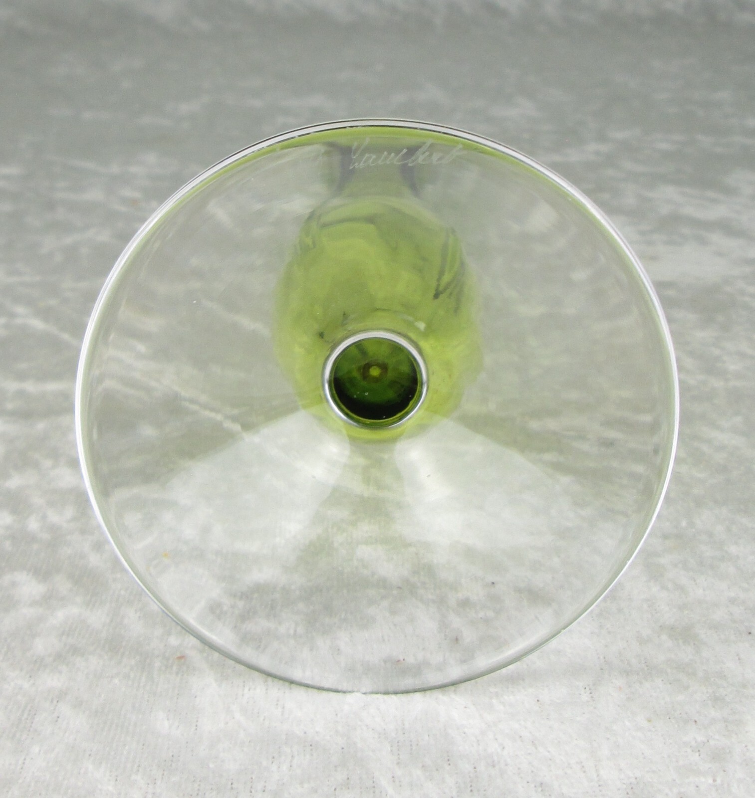 Val St Lambert Green Cased Glass Bud Vase 9-1/4 inch Tall Mid Century Modern VSL
