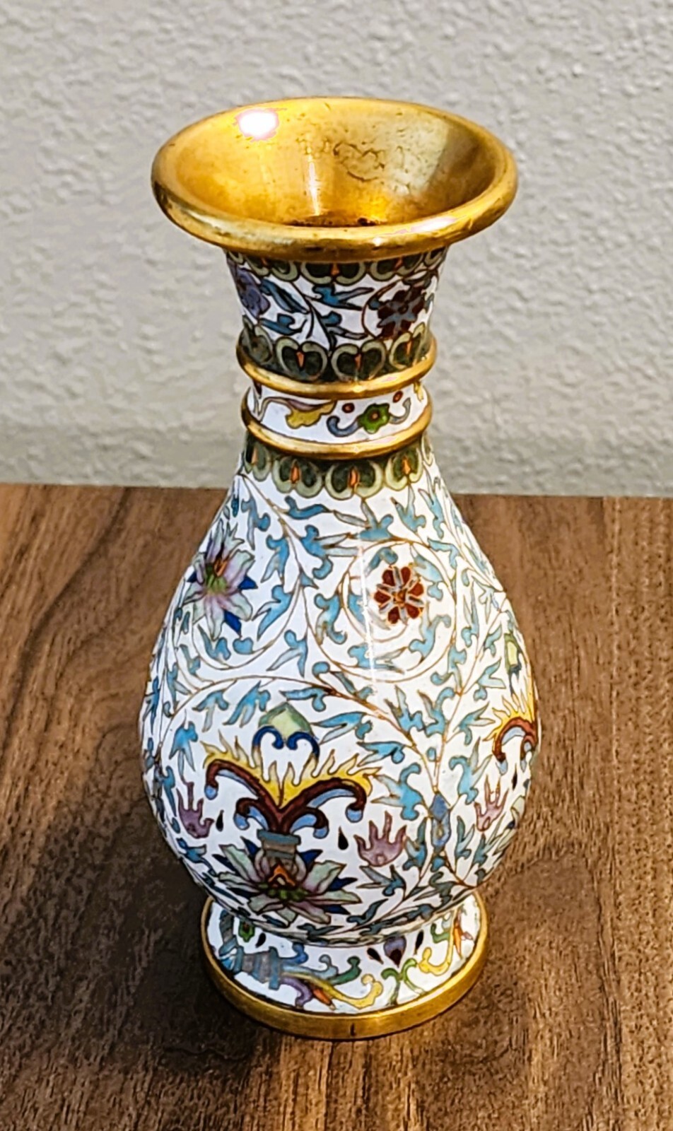 Brass Enamel Vase Zi Jin Cheng Fine Large