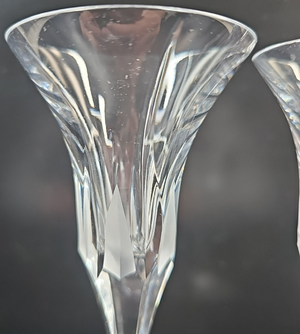 2 Mikasa Flame D’Amore Candleholders Set Elegant Crystal Cut Frosted Floral Lot