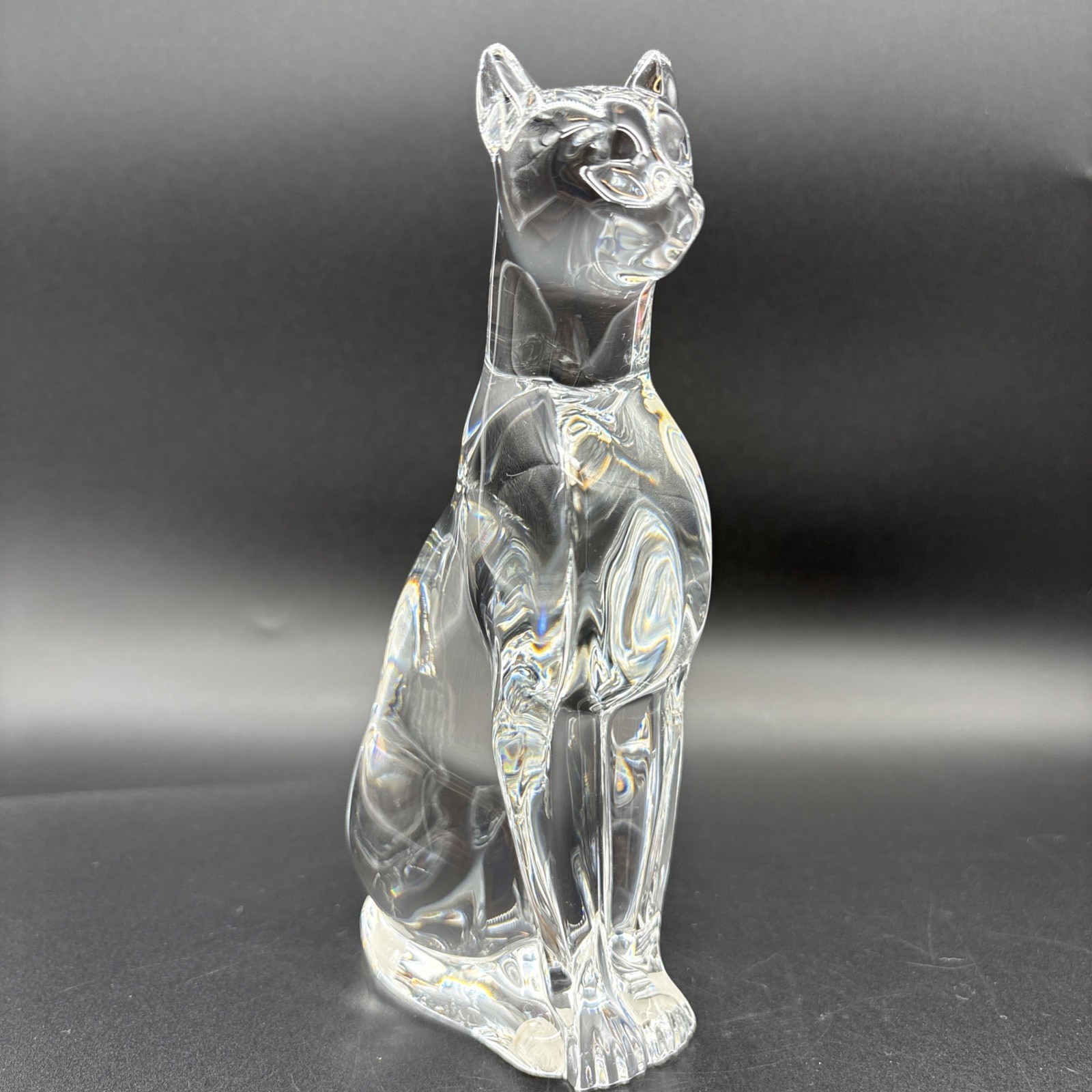 Baccarat Clear Crystal Panther Egyptian Cat Bastet Figurine Paperweight 6.25″