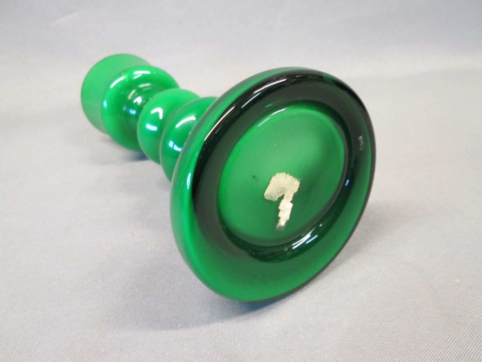 Lindshammar Green and White Glass Cased Scandinavian 8″ Hooped Vase