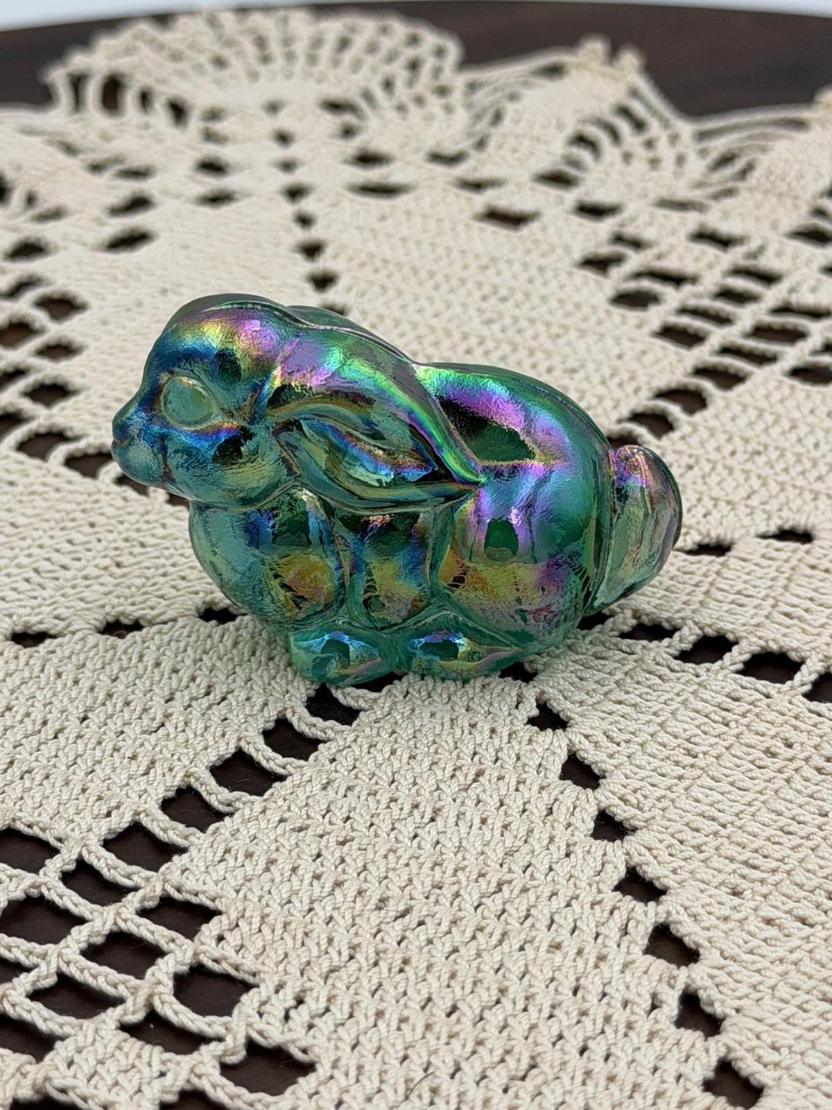 Fenton Glass Mini Sitting Bunny Figurine Carnival-So Cute!!!