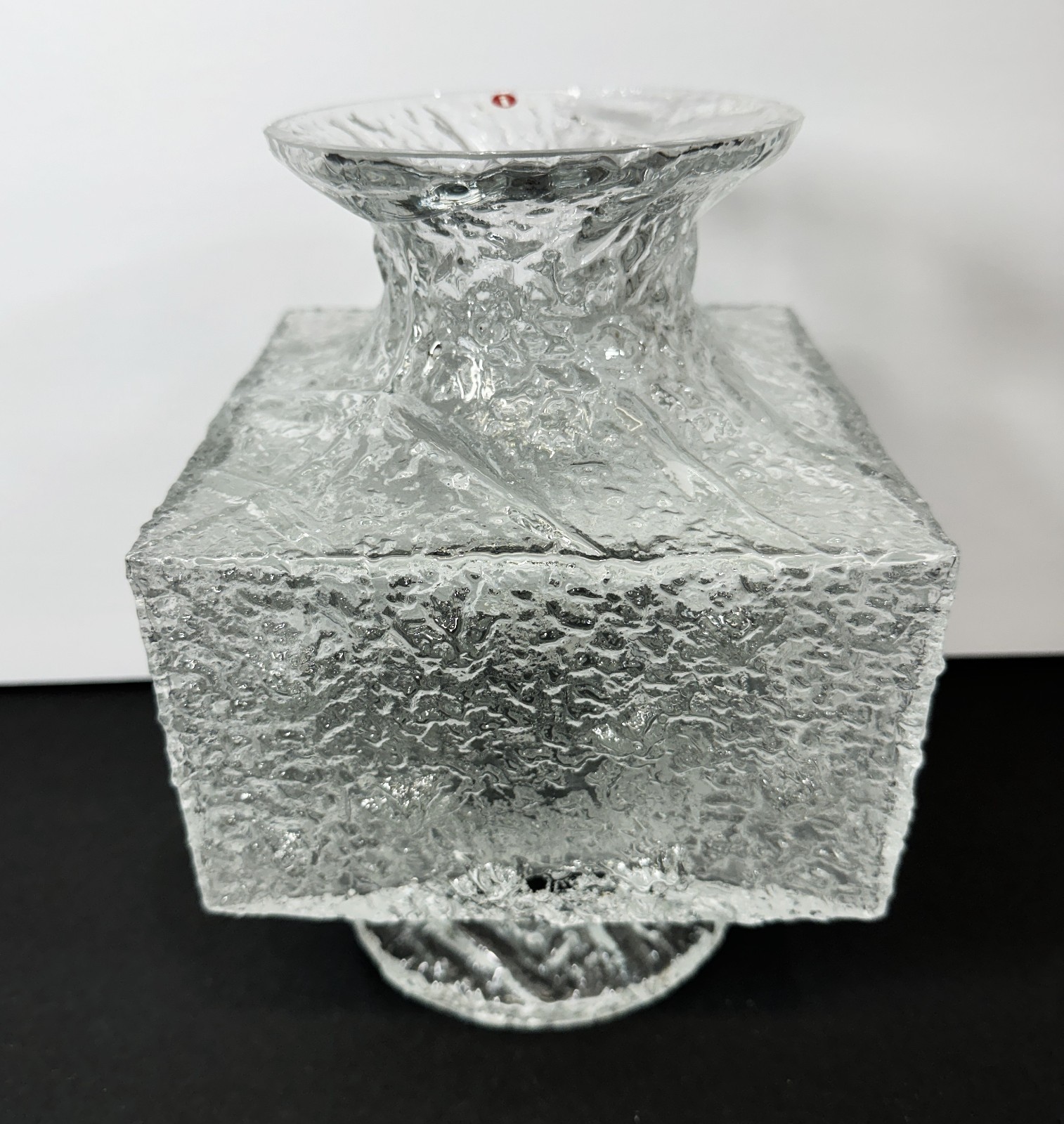 1960 Iittala Glass Finland Timo Sarpaneva Crassus Vase 9″ Brutalist Sculpture