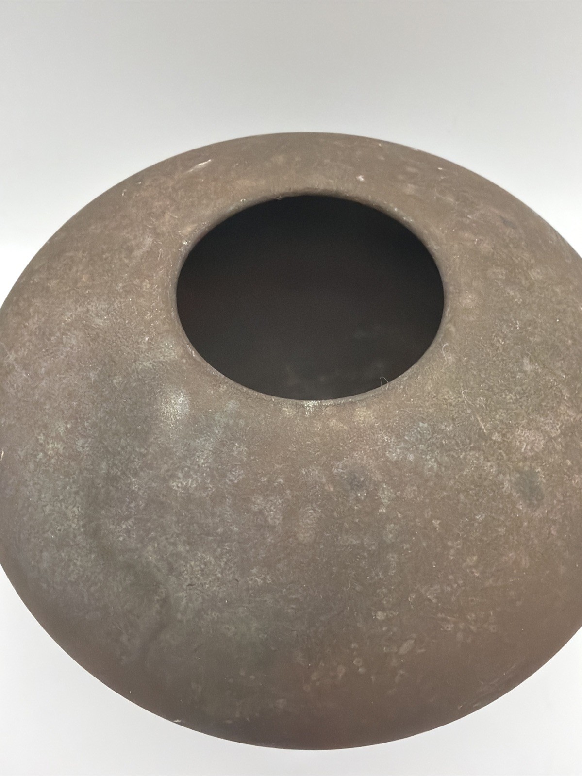 Signed Raku Fired Studio Pottery Bowl Iridescent Copper Art Pottery