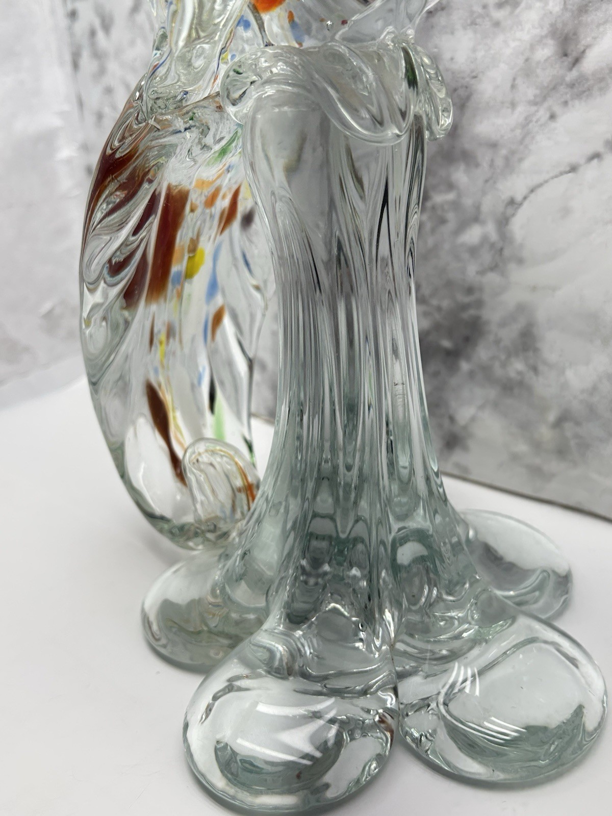 Mid Century Murano Style Art Glass Pheasant/Bird Figurine 15” Multi Colored