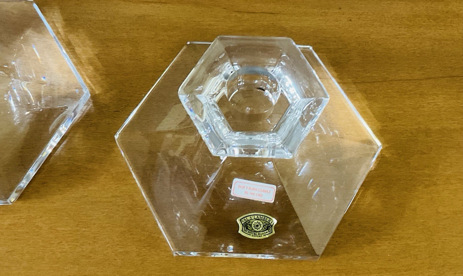 (2) Vintage Val St Lambert Crystal Elysee 2.5″ Candlesticks Belgium Original Box