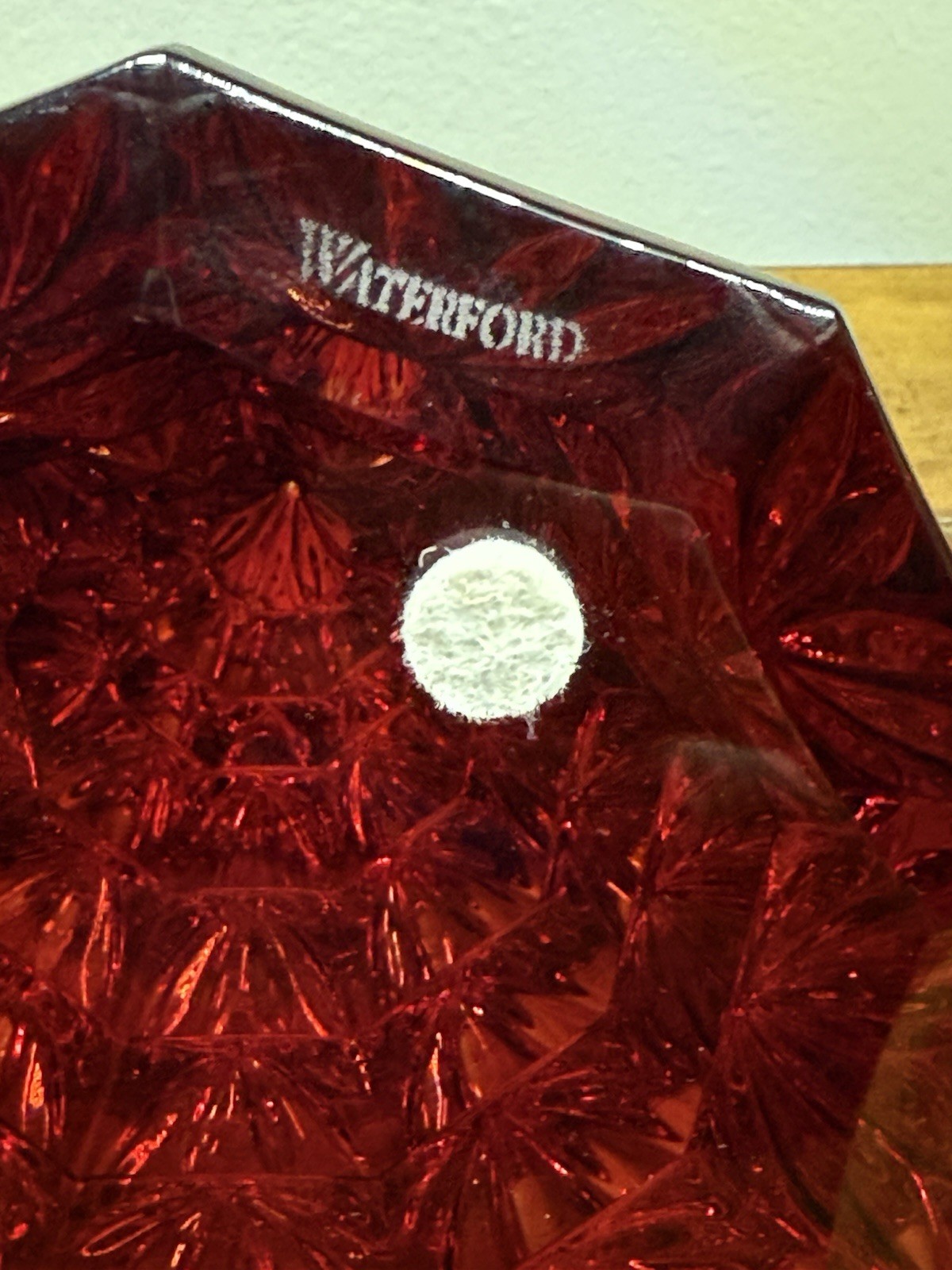 WATERFORD Crystal Christmas 6 1/2” Large Solid Ruby Red Tree #145996 #3