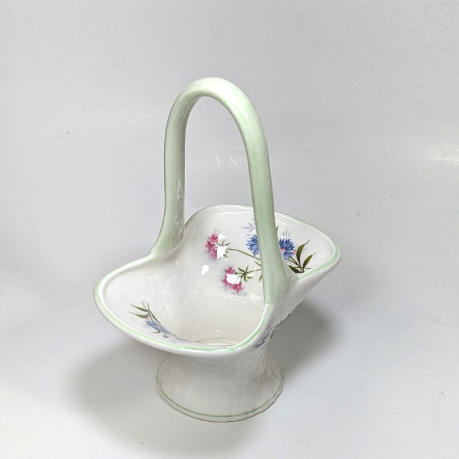 Crown Staffordshire England “Wild Flowers” Basket – Fine Bone Porcelain China