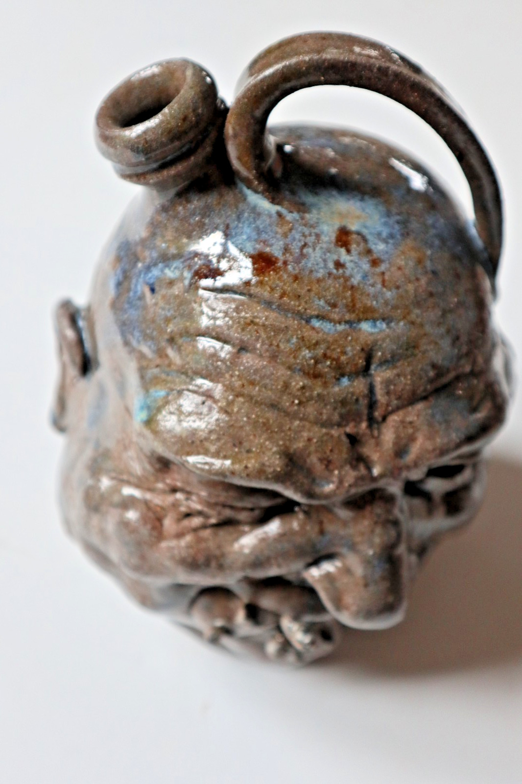 J C MAHLKE ONE OF A KIND GRIZZLED OLD WINKING GUY FACE JUG SIGNED DATED 4-14