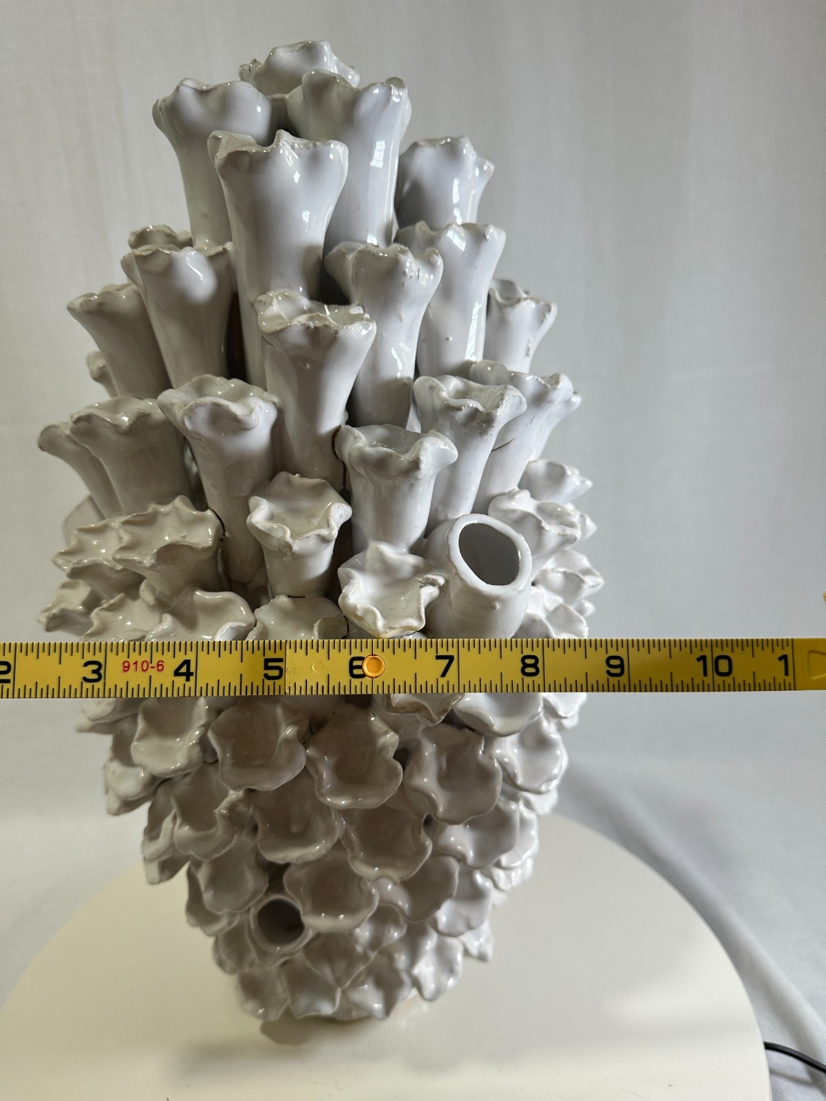 Sanibel Home 15.5″ White Ceramic Multi Bud Vase Large Barnacle Floral Tulipiere