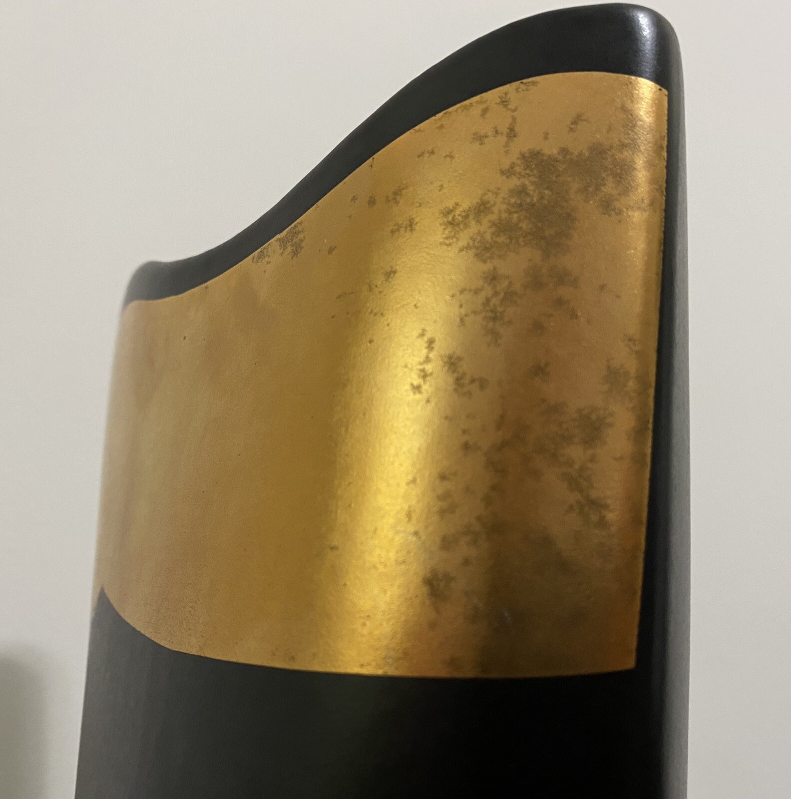 John Bergen Studio Pottery 7.5″ Abstract Planter Vase Canada Black Gold Signed