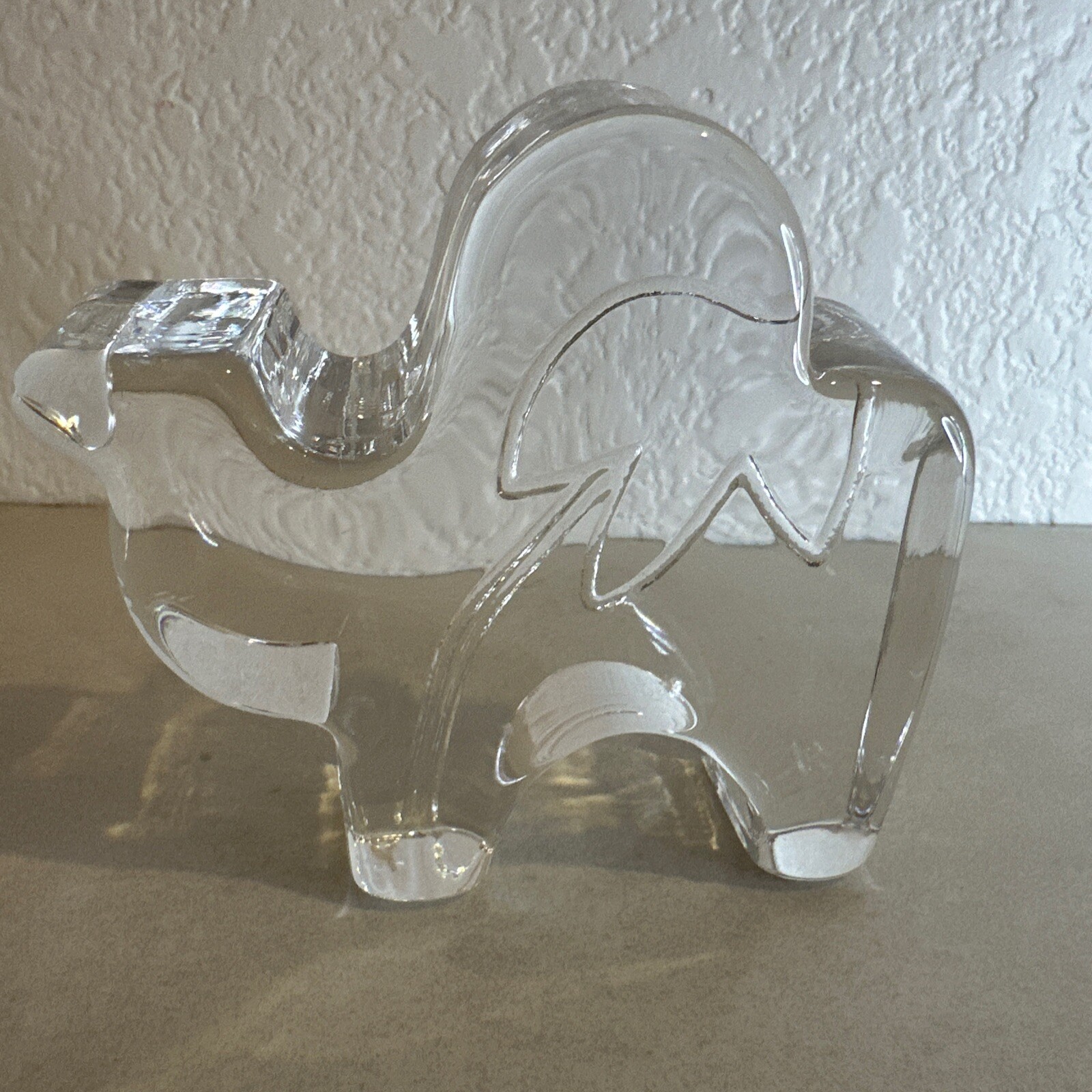 Vintage KOSTA BODA Crystal Camel With Palm Tree Glass Figurine Zoo Animal Signed