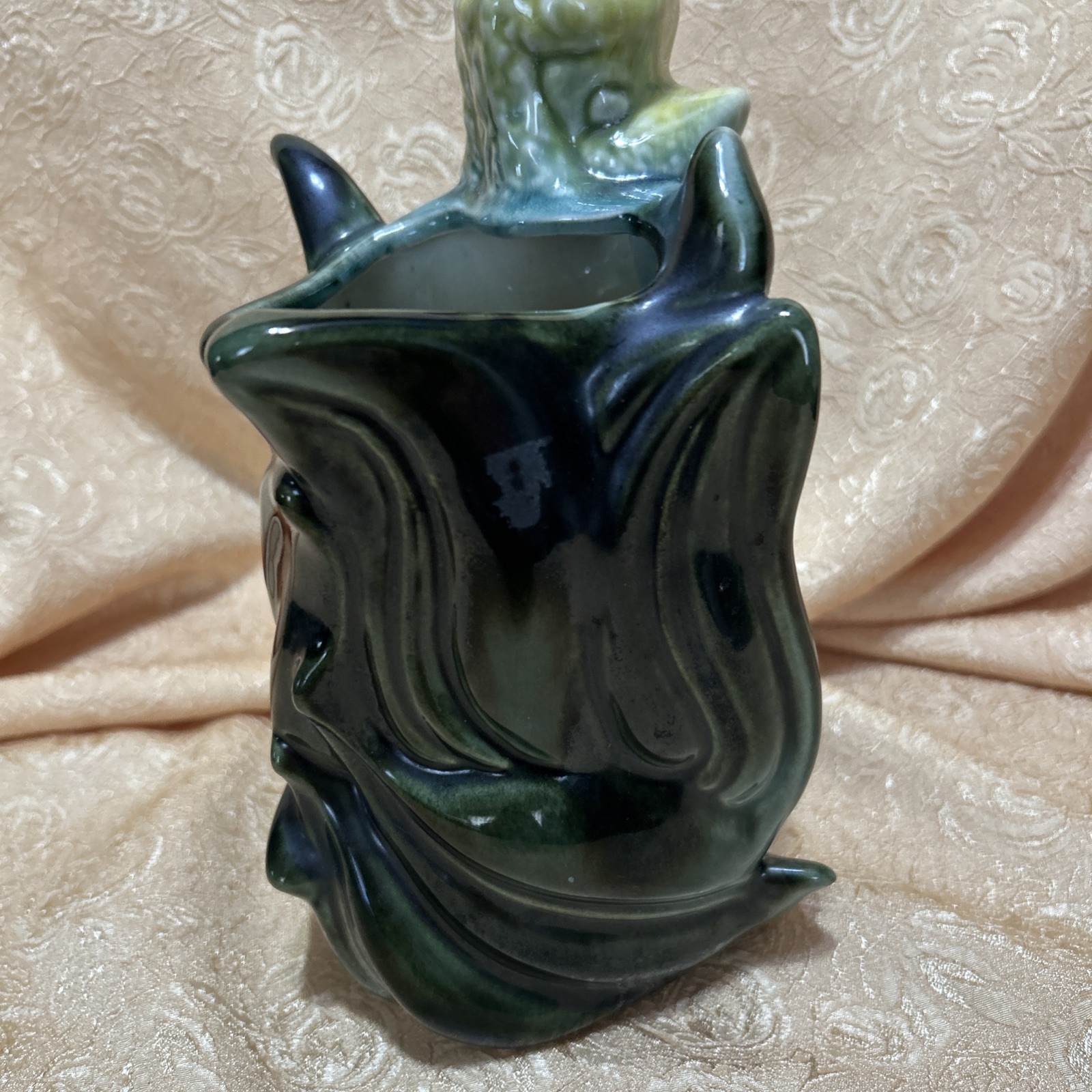 Vintage Hull Pottery Green Poodle Dog Planter Vase