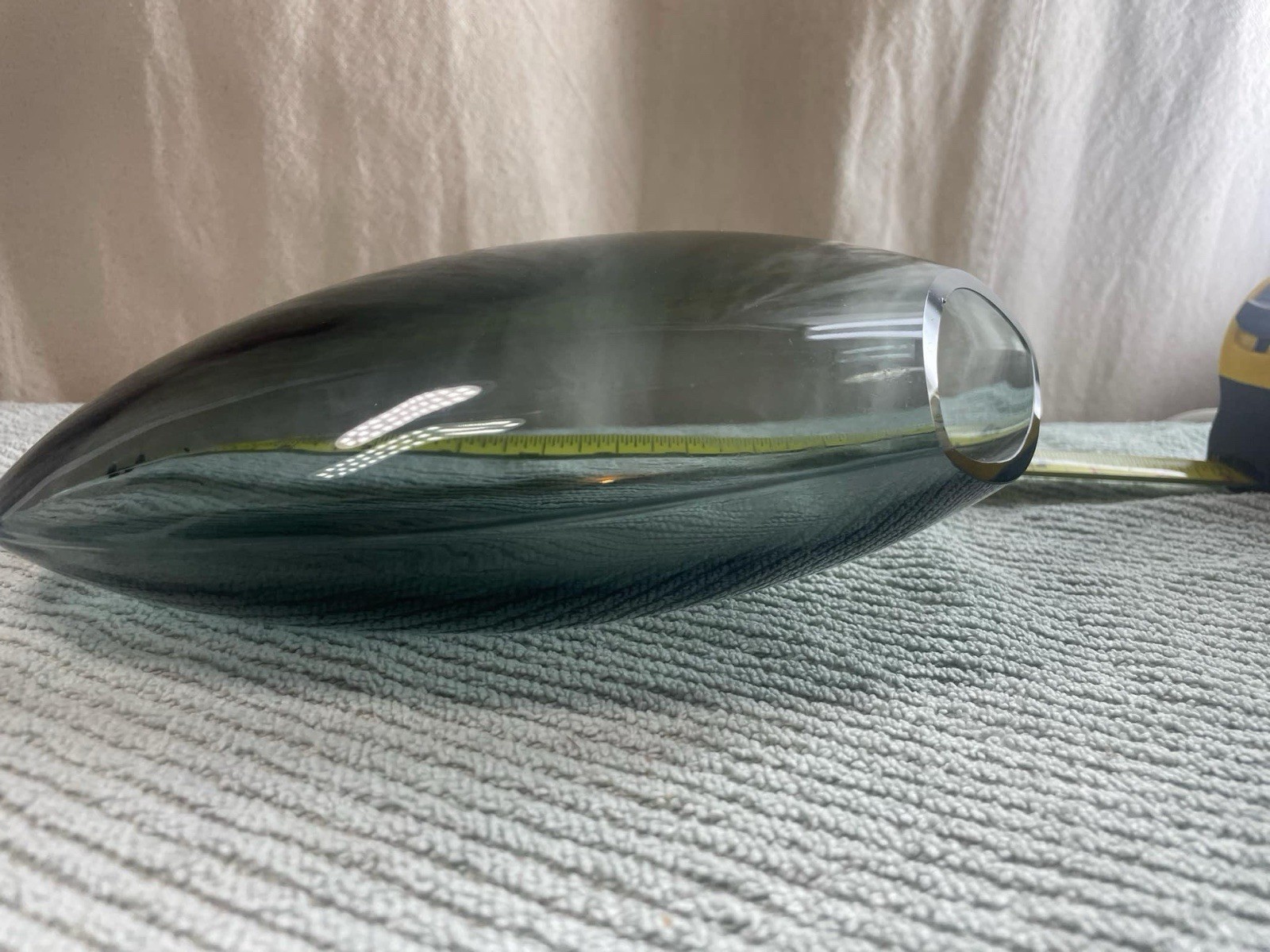 Iittala Aava Modernist Vase Flat Signed Markku Salo Smoke Gray 10.25″x5.75″ M420