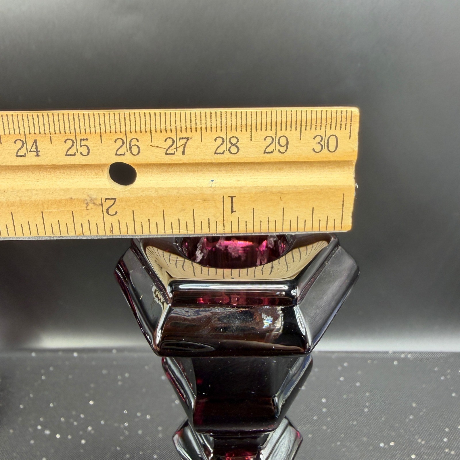 MMA Amethyst Glass Candlesticks Pair Purple Hexagonal Metropolitan Museum of Art
