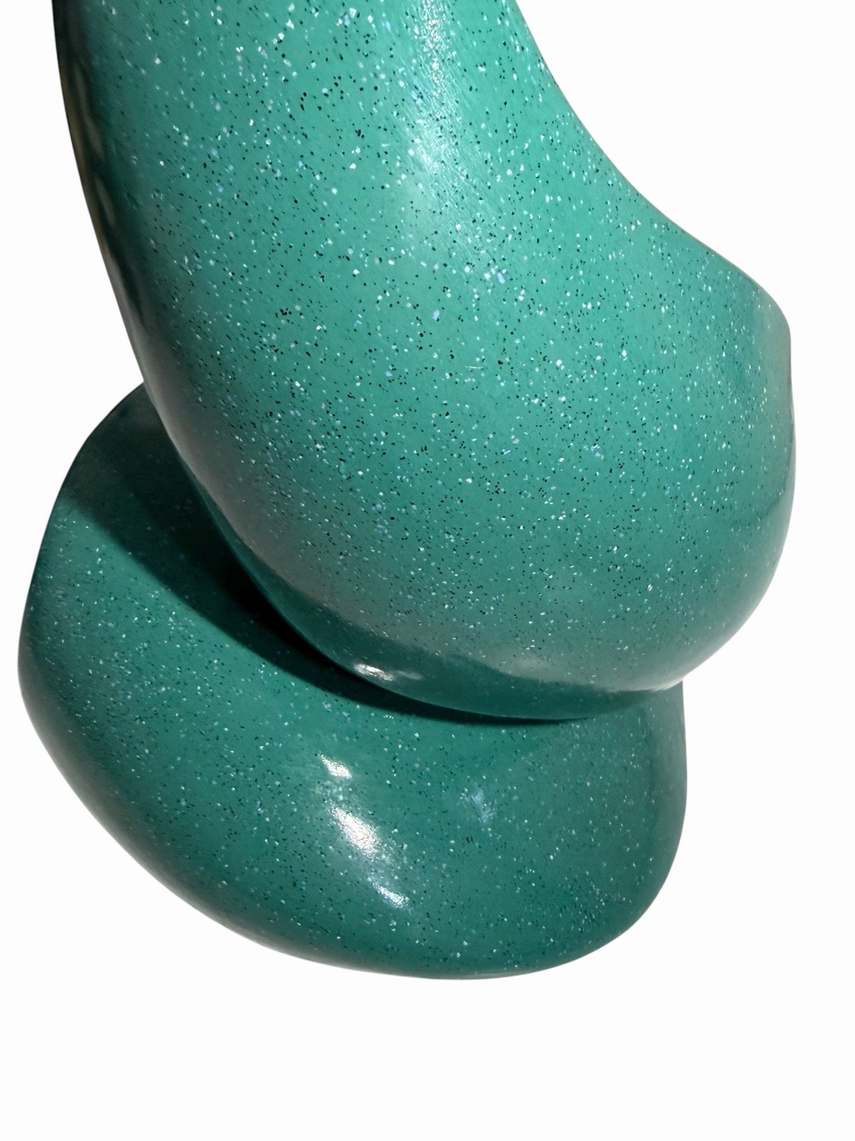 Mid Century Teal Speckled Pottery Vase Planter Decoration 15.5” x 8” Abstract