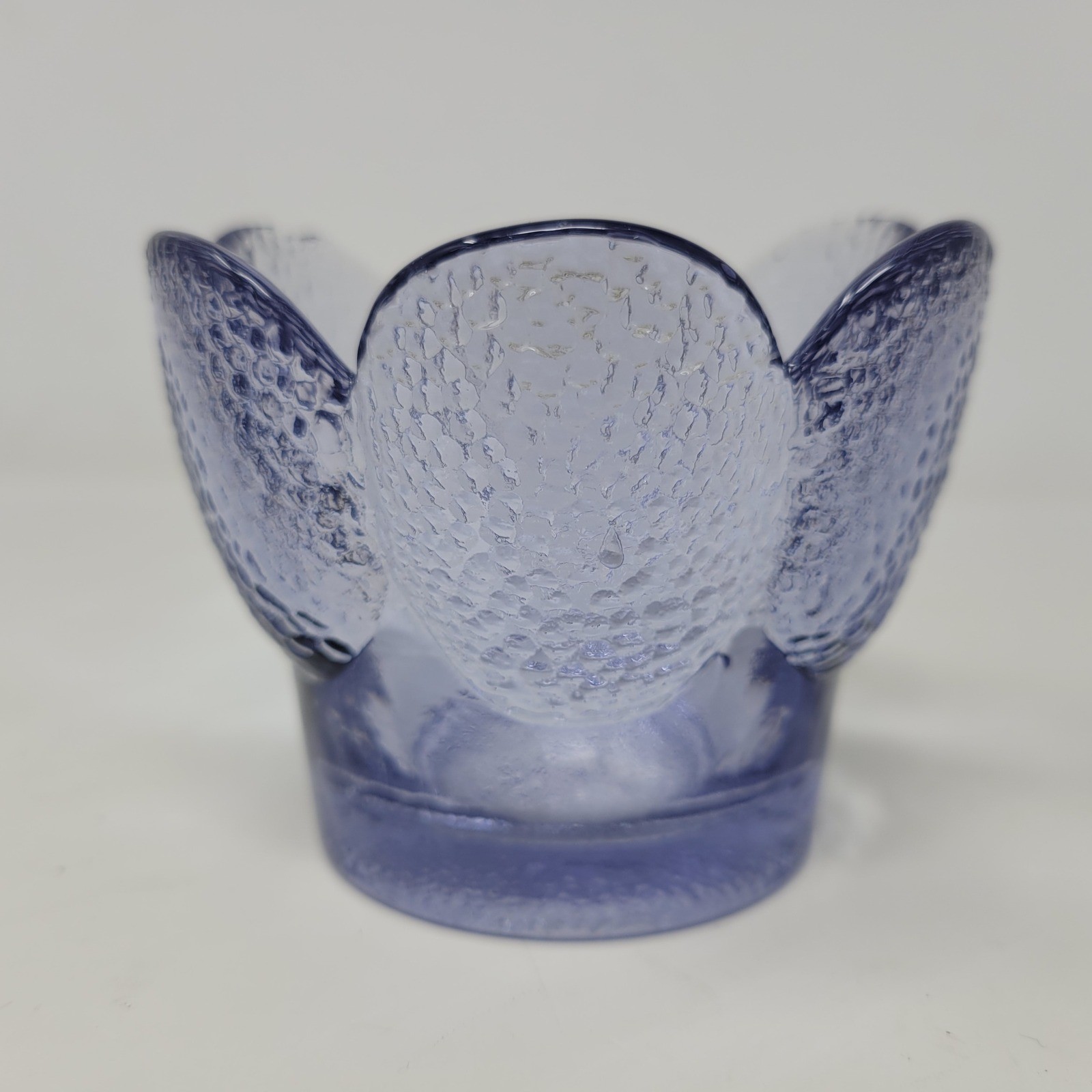 Viking Glass Glimmer Lotus Petal Votive Holder Lavender Blue Textured MCM