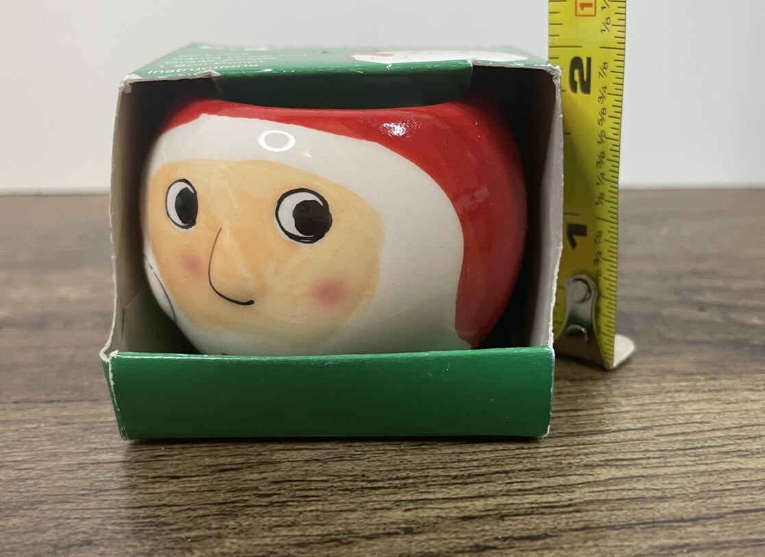 Mini Santa Claus Head Ceramic Vase Planter Grass Growing 2.25″ Holder Christmas