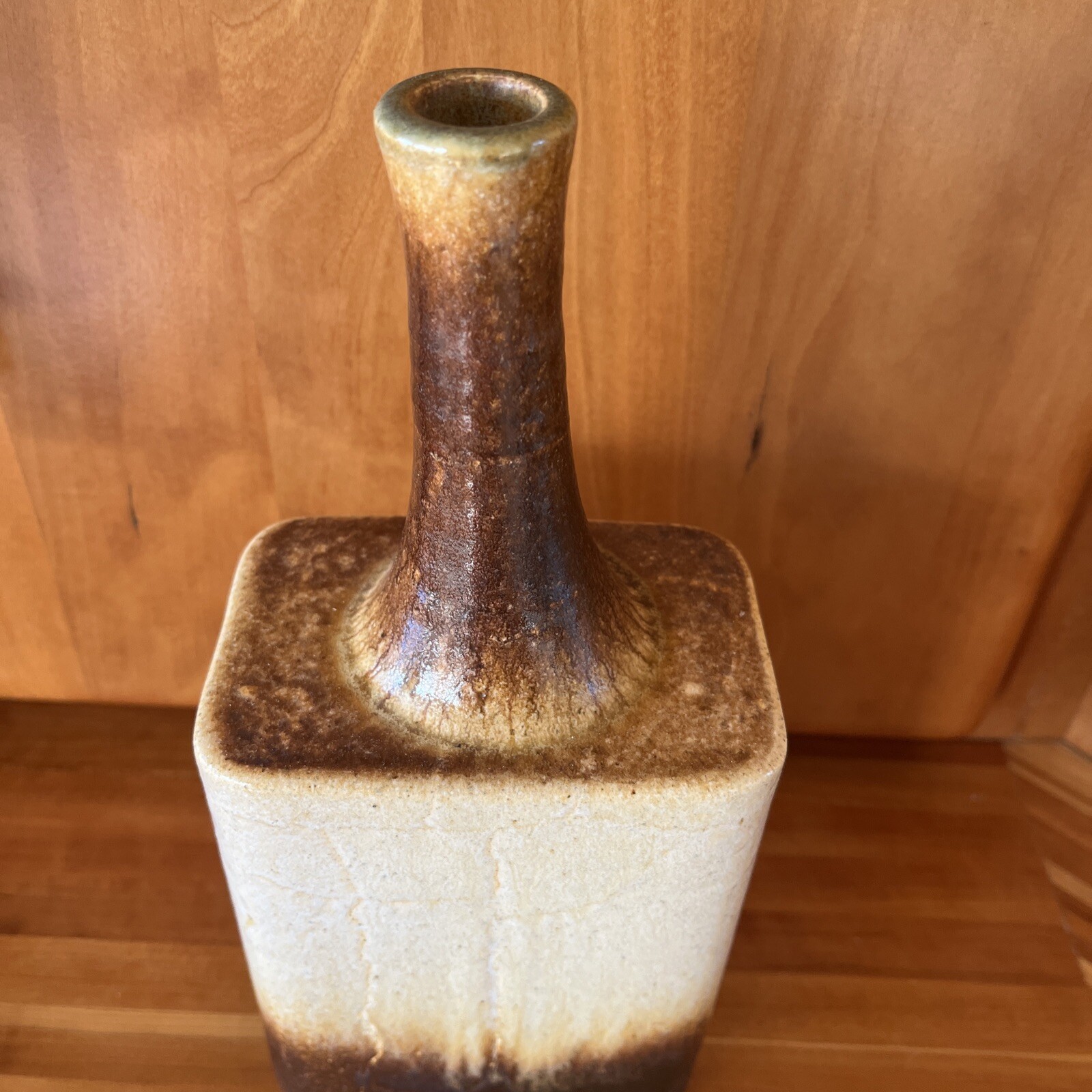 Vintage Art Pottery Long Bottle Neck Vase Artist Signed 1978 -Daniel Cassiet?