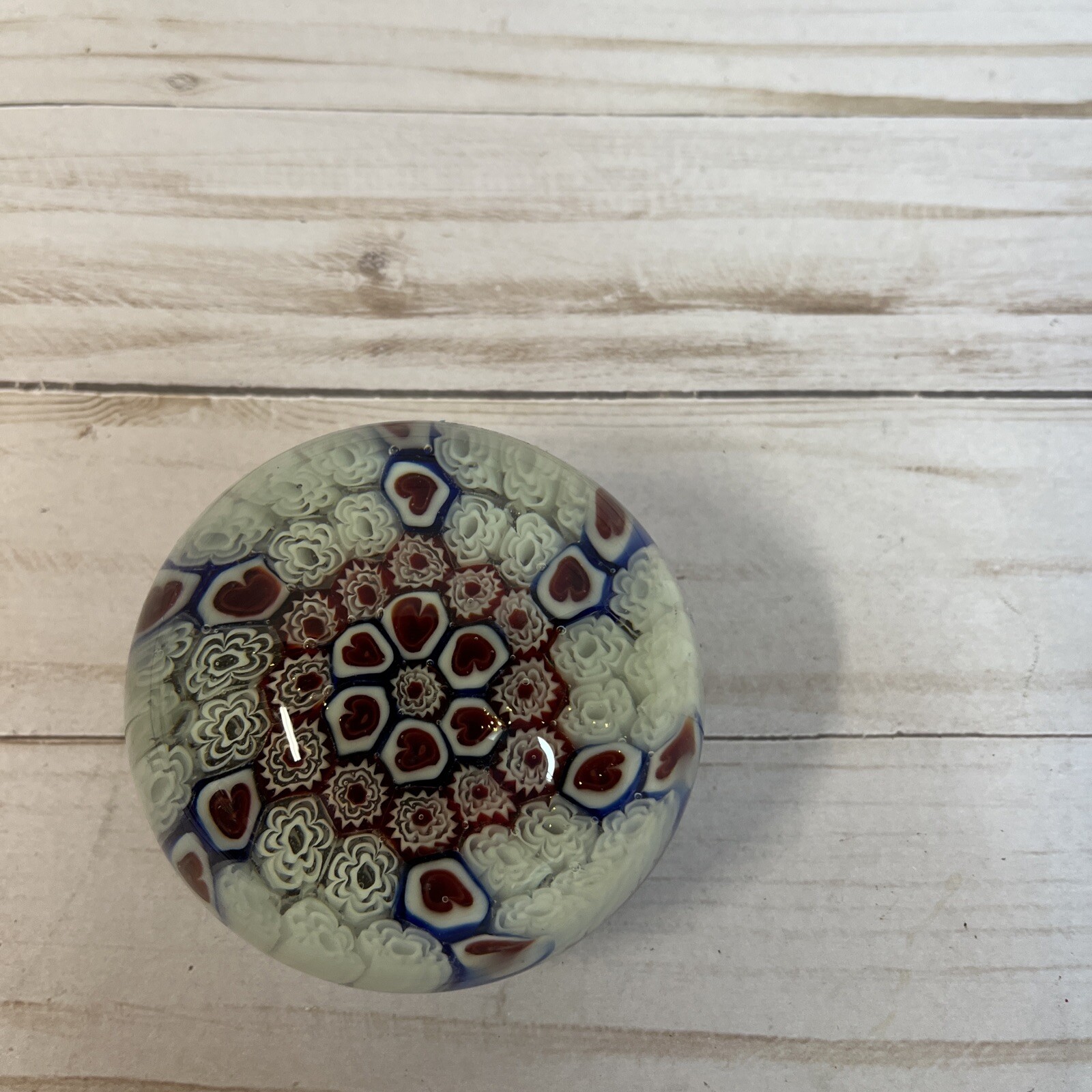 MURANO Millefiori Art Glass Multi Color Paperweight Flowers Weight 1 Pound Italy