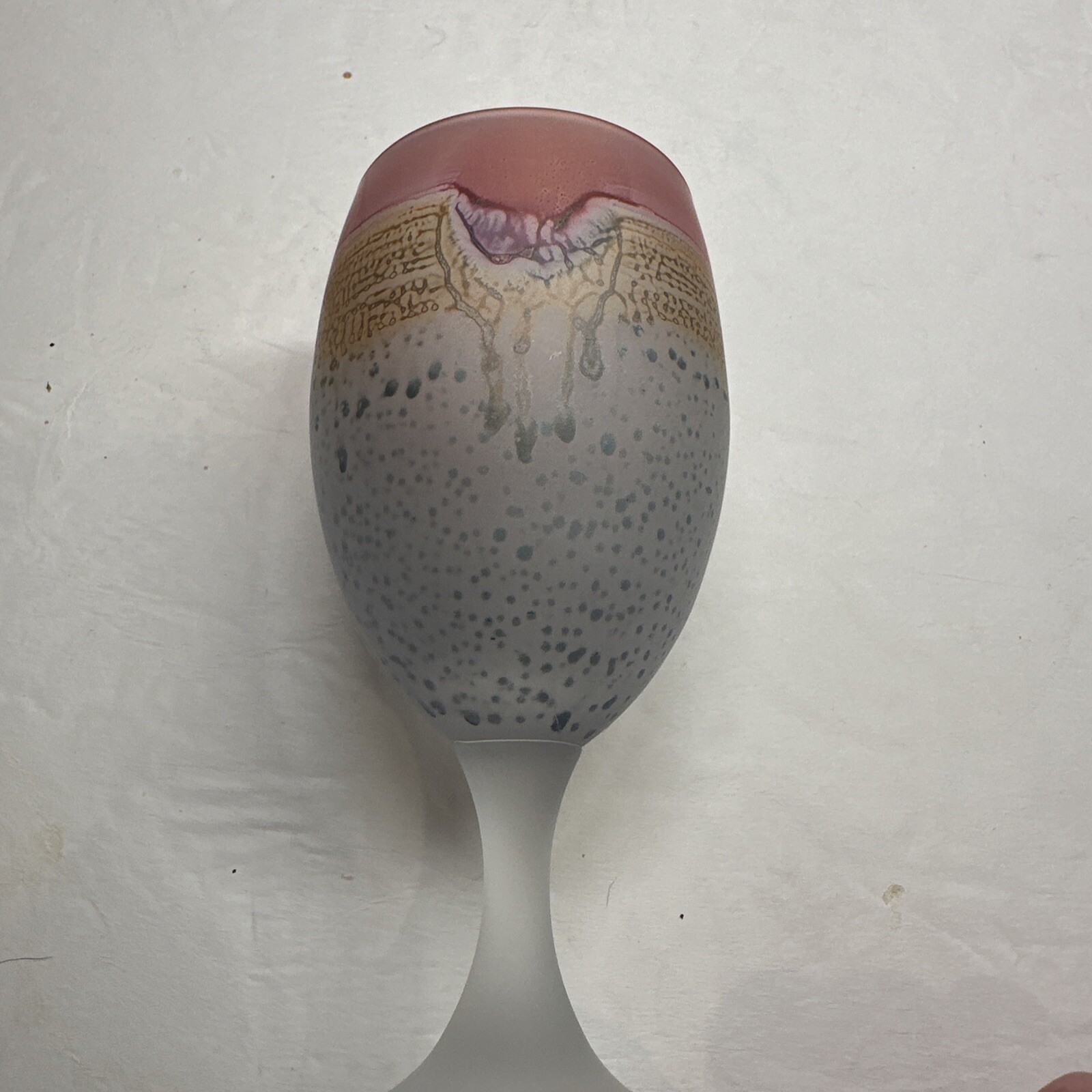 VTG-Nouveau Art Glass Rueven Hand Blown Pink Frosted Port 6oz Goblet-11 Availabl