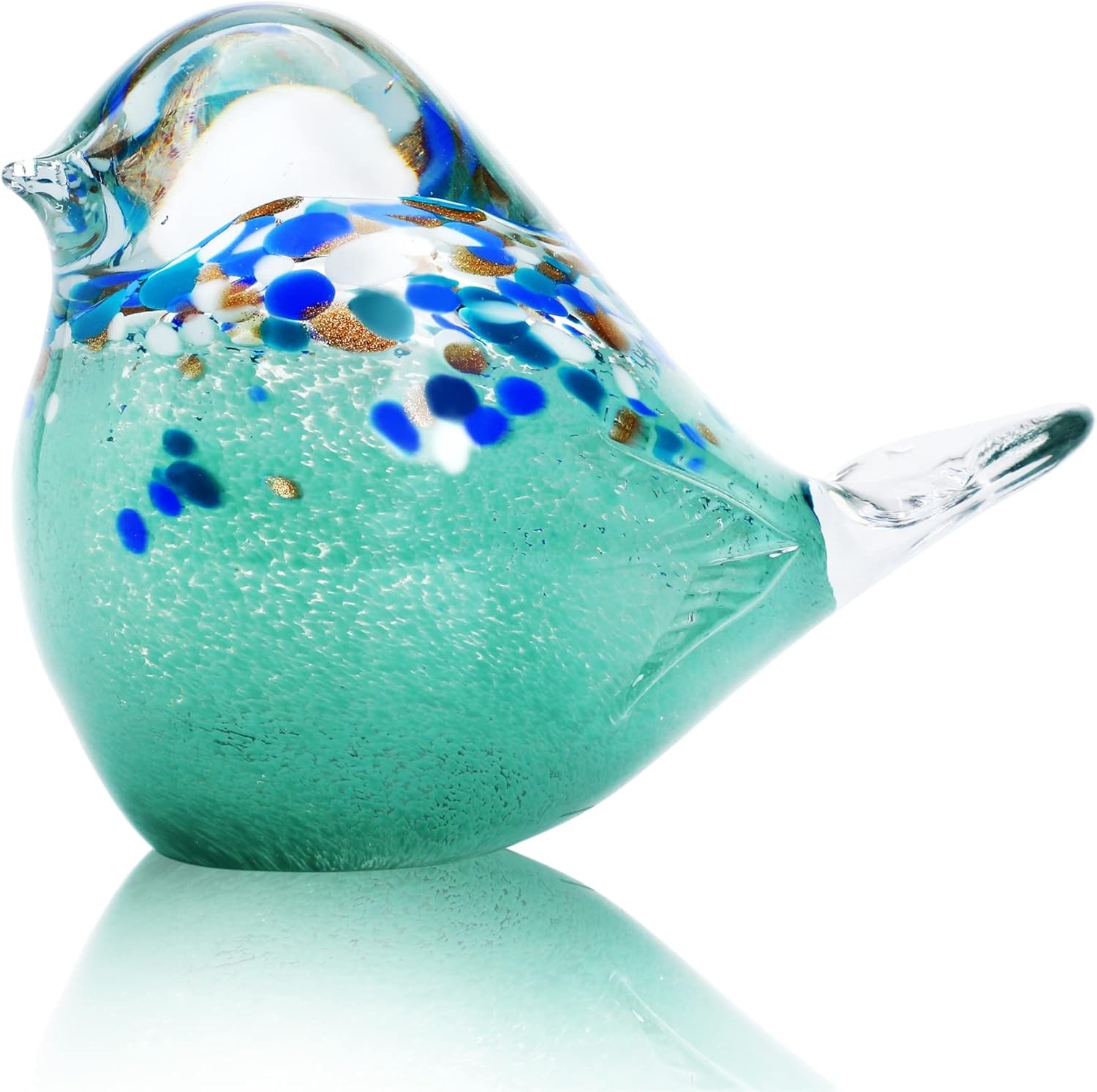 7″ Big Handmade Glass Bird Figurine Blown Glass Bird Paperweight Collectible