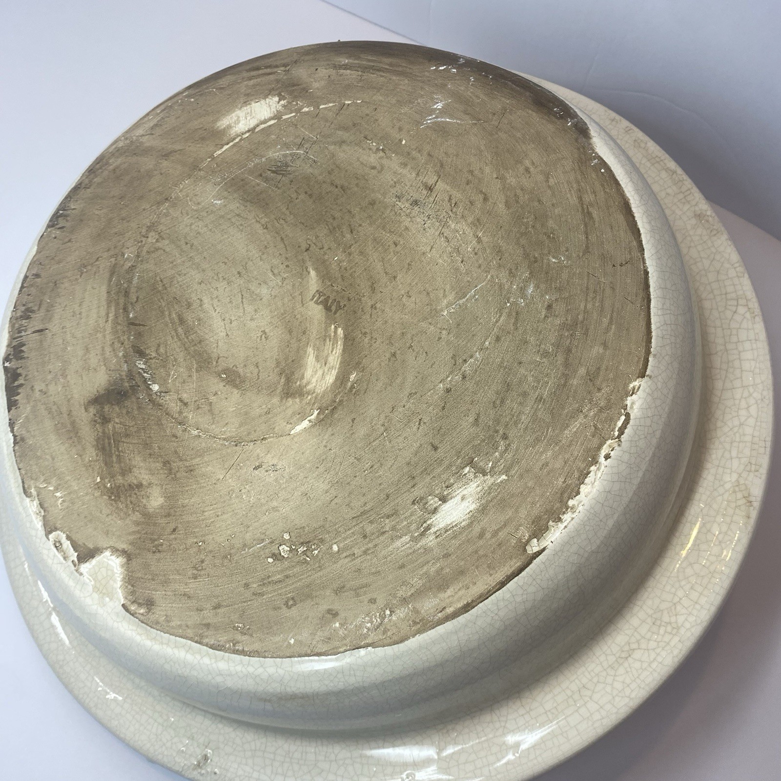 VTG Ceramic 9 Pipe Candle Plate Holder Tray Menorah 13” Art Pottery Cream ITALY