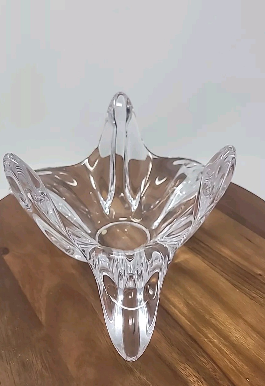 Art Vannes Le Chatez Crystal Waves French Crystal Centerpiece Console Bowl