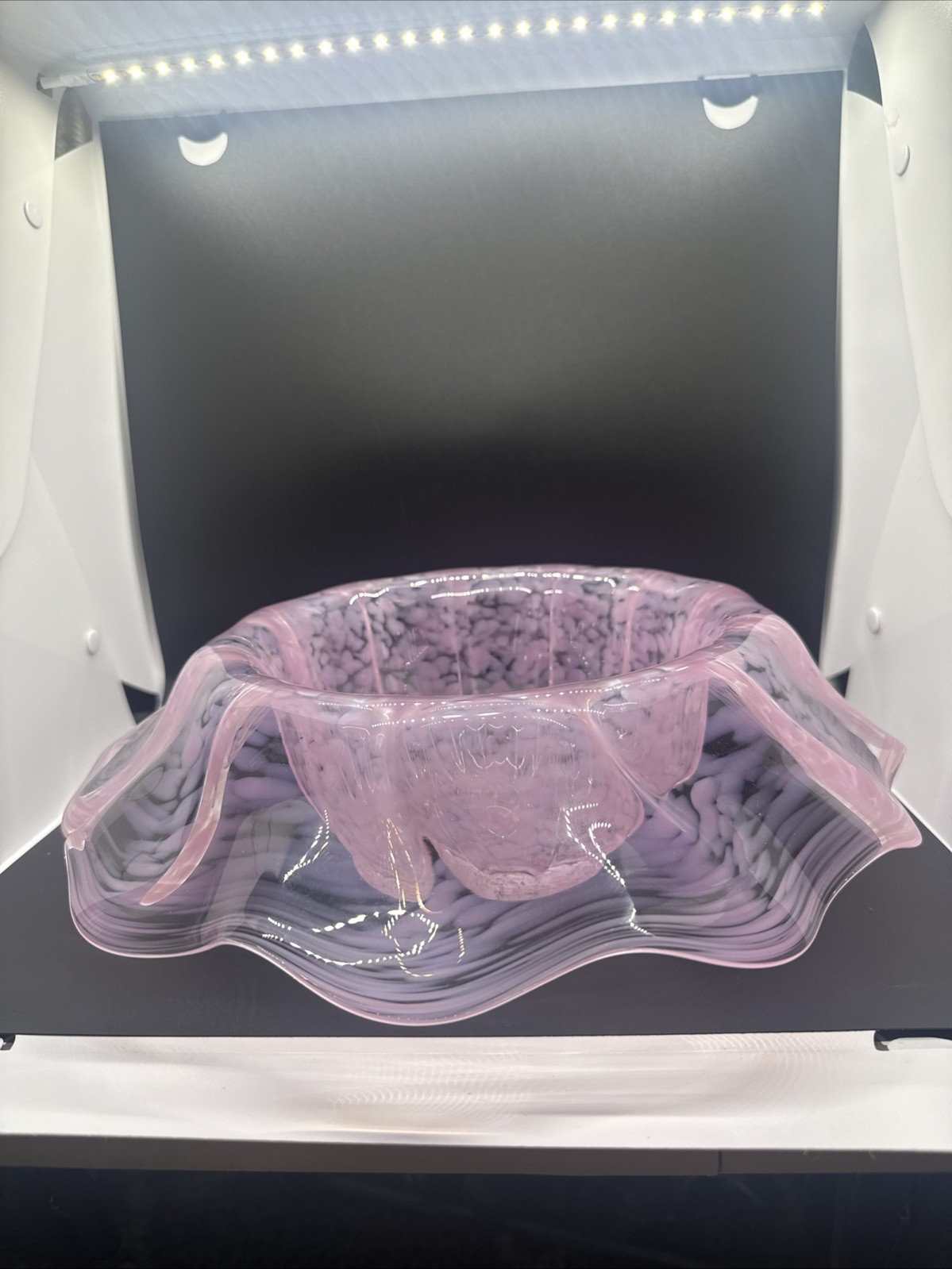 Corning Museum Of Glass Pink Swirl Centerpiece Art Glass Bowl