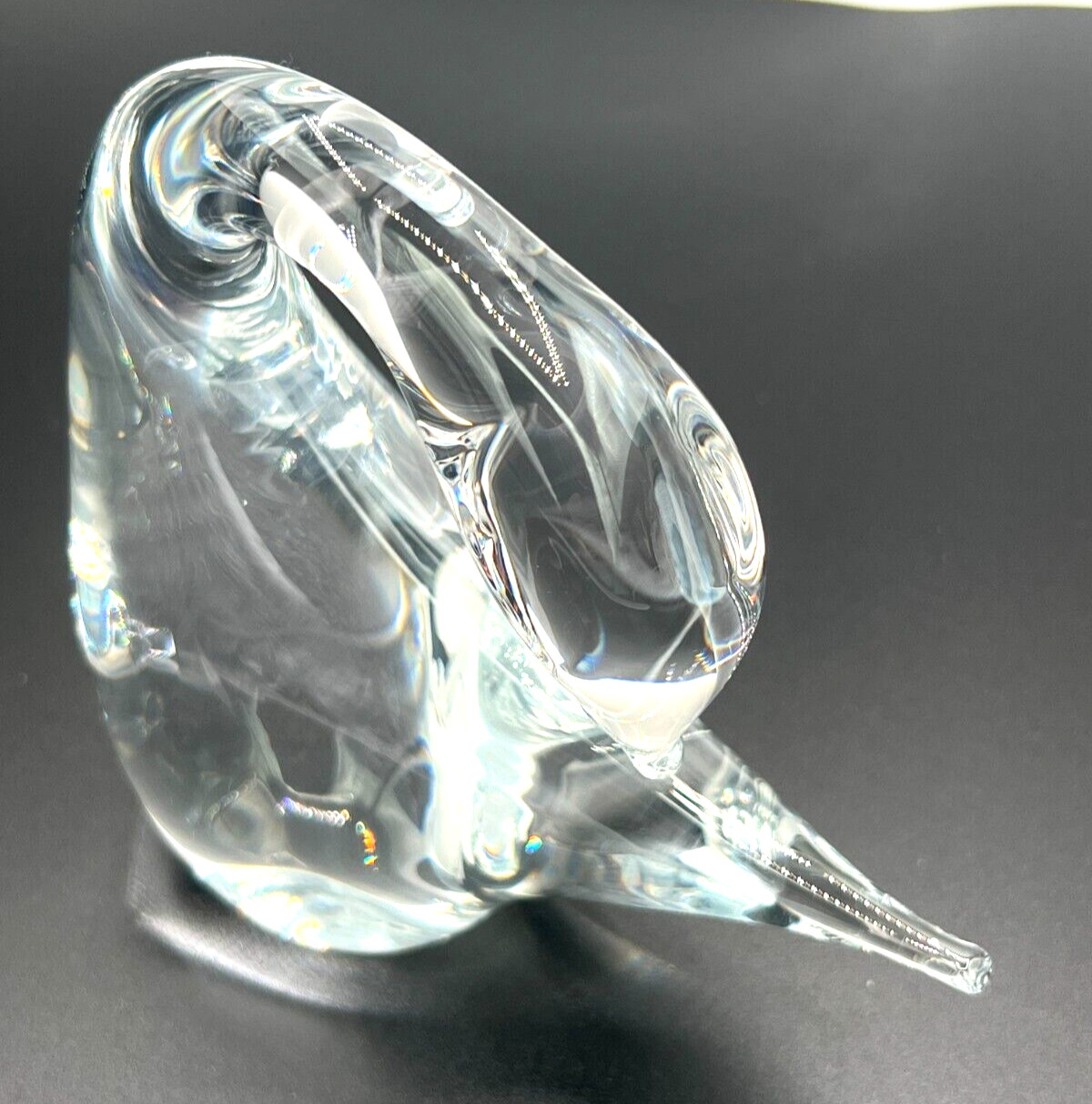 Marcolin Swedish Crystal Swan Art Glass Signed Hand Blown Murano Styled Glass