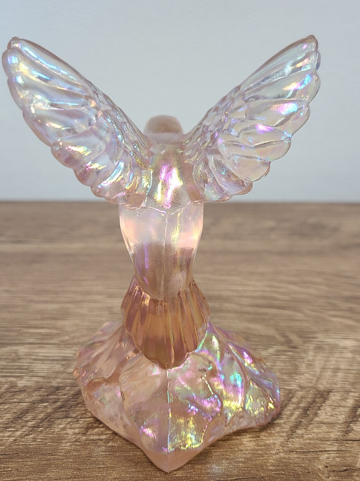 Fenton Iridescent Pink Glass Hummingbird