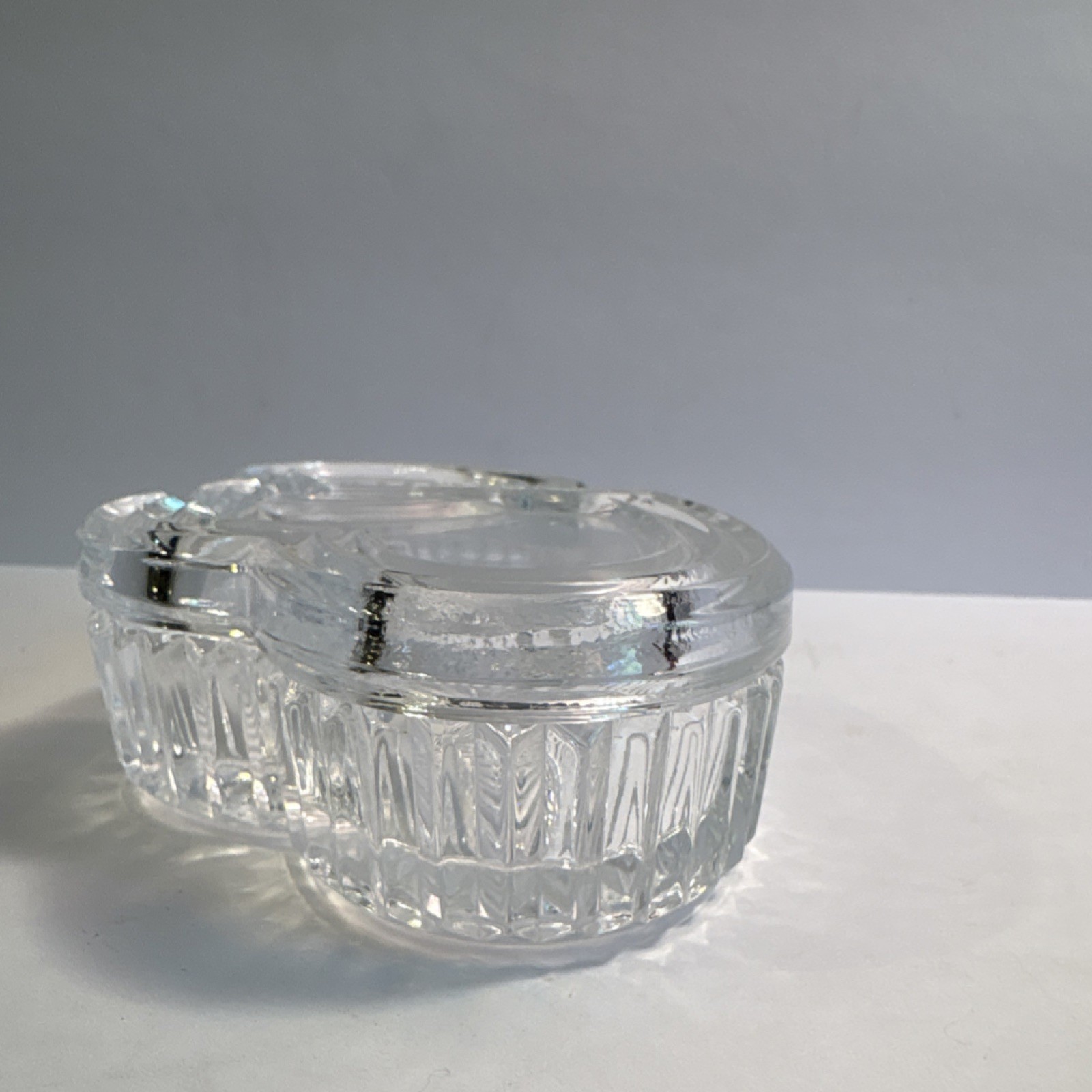 Clear Glass Double Heart Decorative Box with Lid Love Theme 2 Compartments