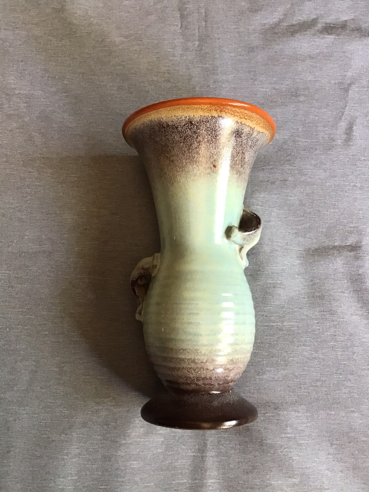 Vintage Steuler Keramic West Germany Ceramic Drip Glaze Vase Mint Green Brown
