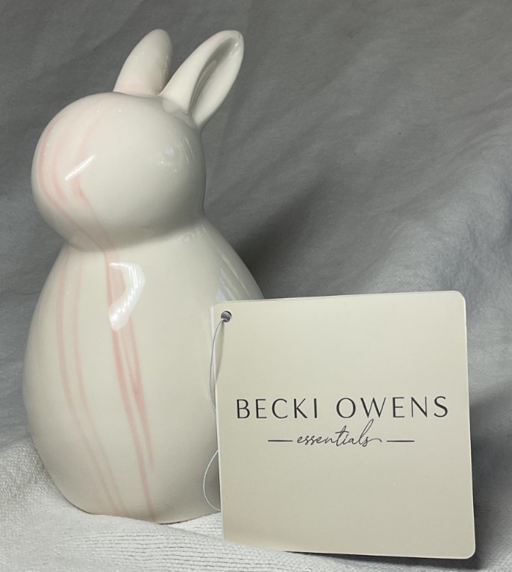 BECKI OWENS WHITE PINK MARBLE BUNNY NWT