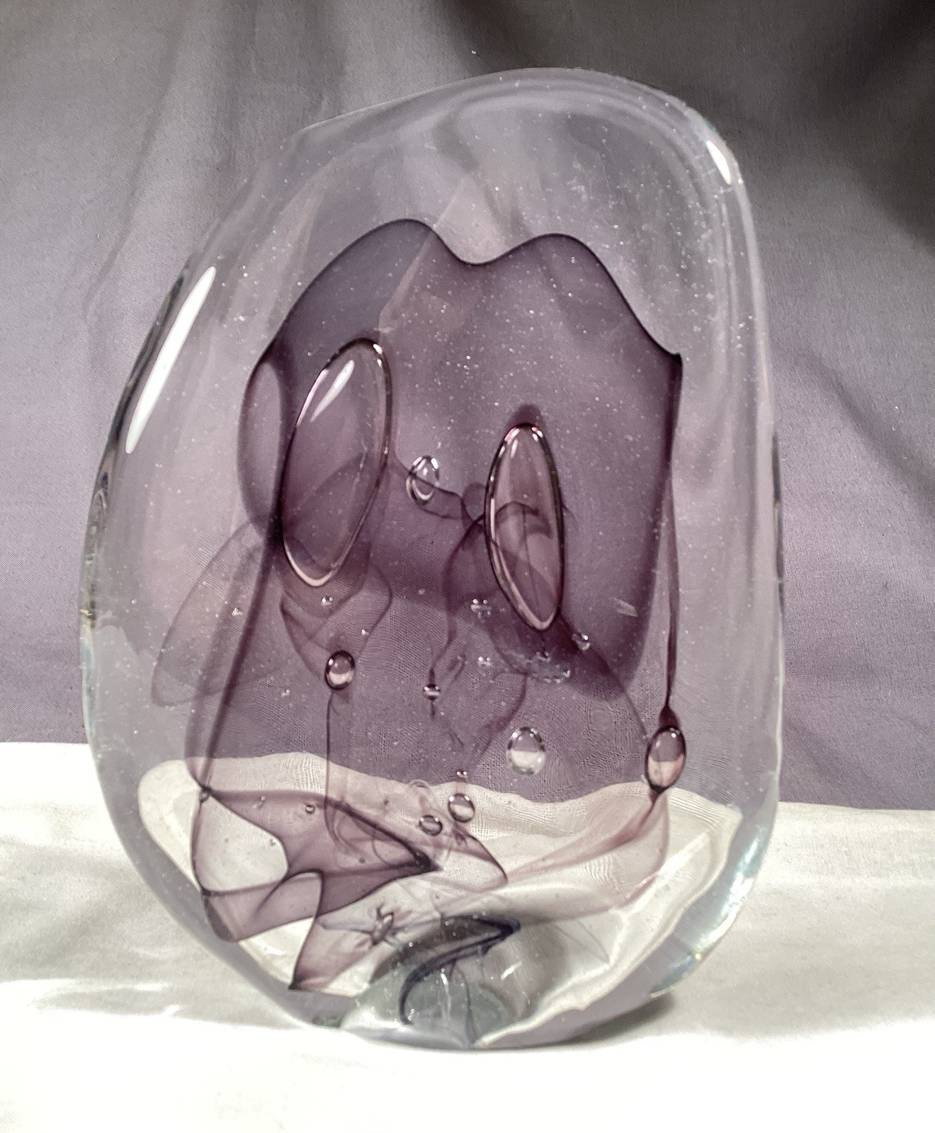1984 Signed R. H. Johnson Studio Art Glass Paperweight Dichroic Purple Beauty