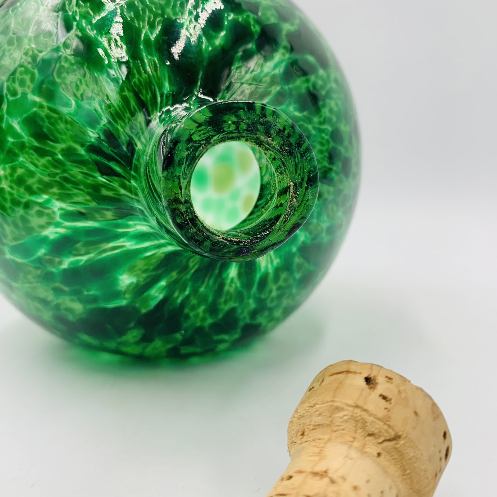 Opal Art Studio Blown Glass Watermelon Squash pumpkin Bottle Orb Signed 2018