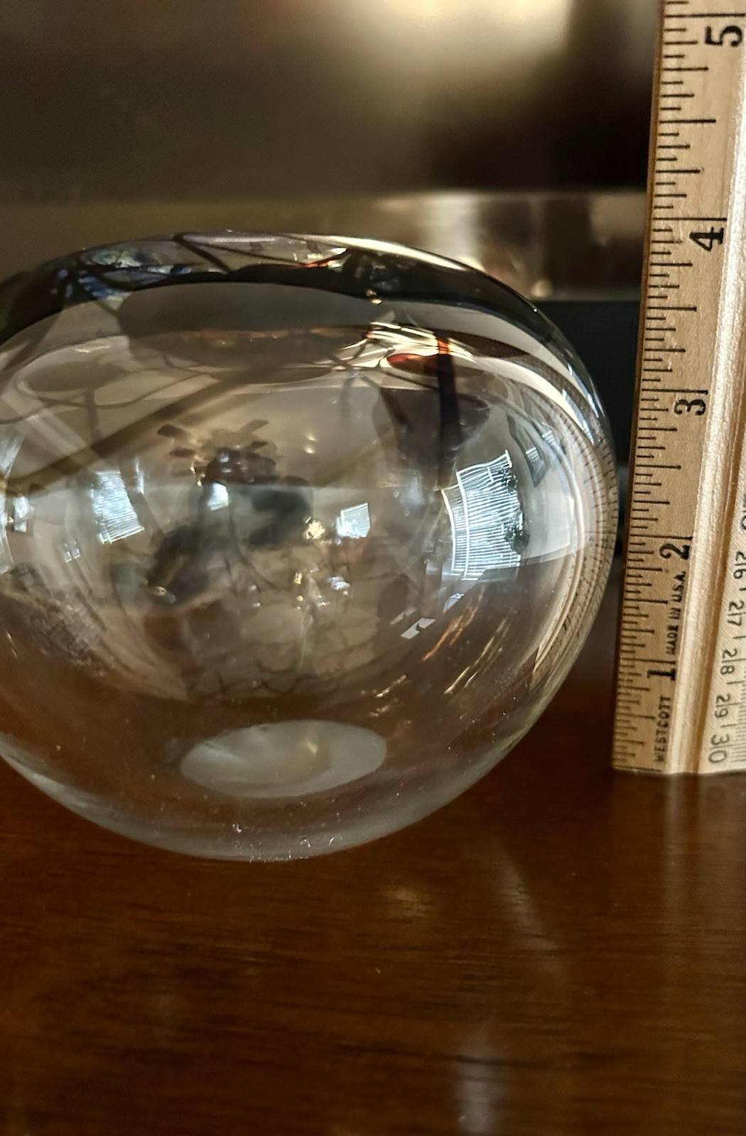 Vintage Mary Angus Handblown Art Glass Signed 1981. 1.66 Lb. 4”h X 5”d 🍒