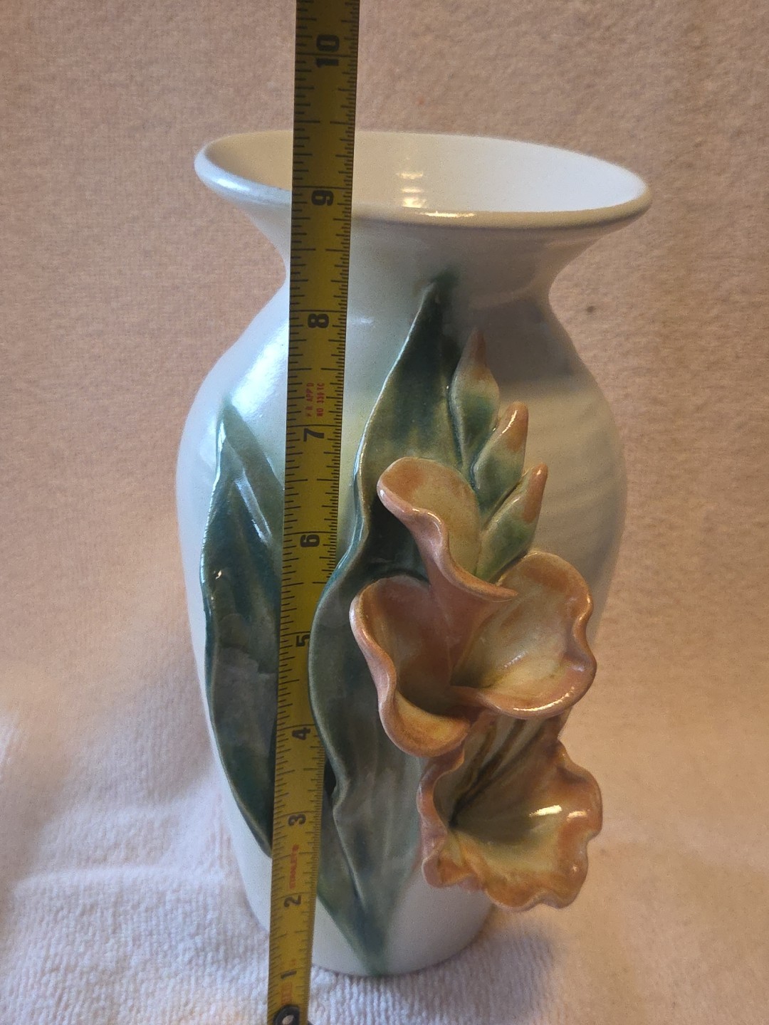 Floral Flower Vase Calla Lily Art Studio Pottery Signed Kausalik- Beautiful