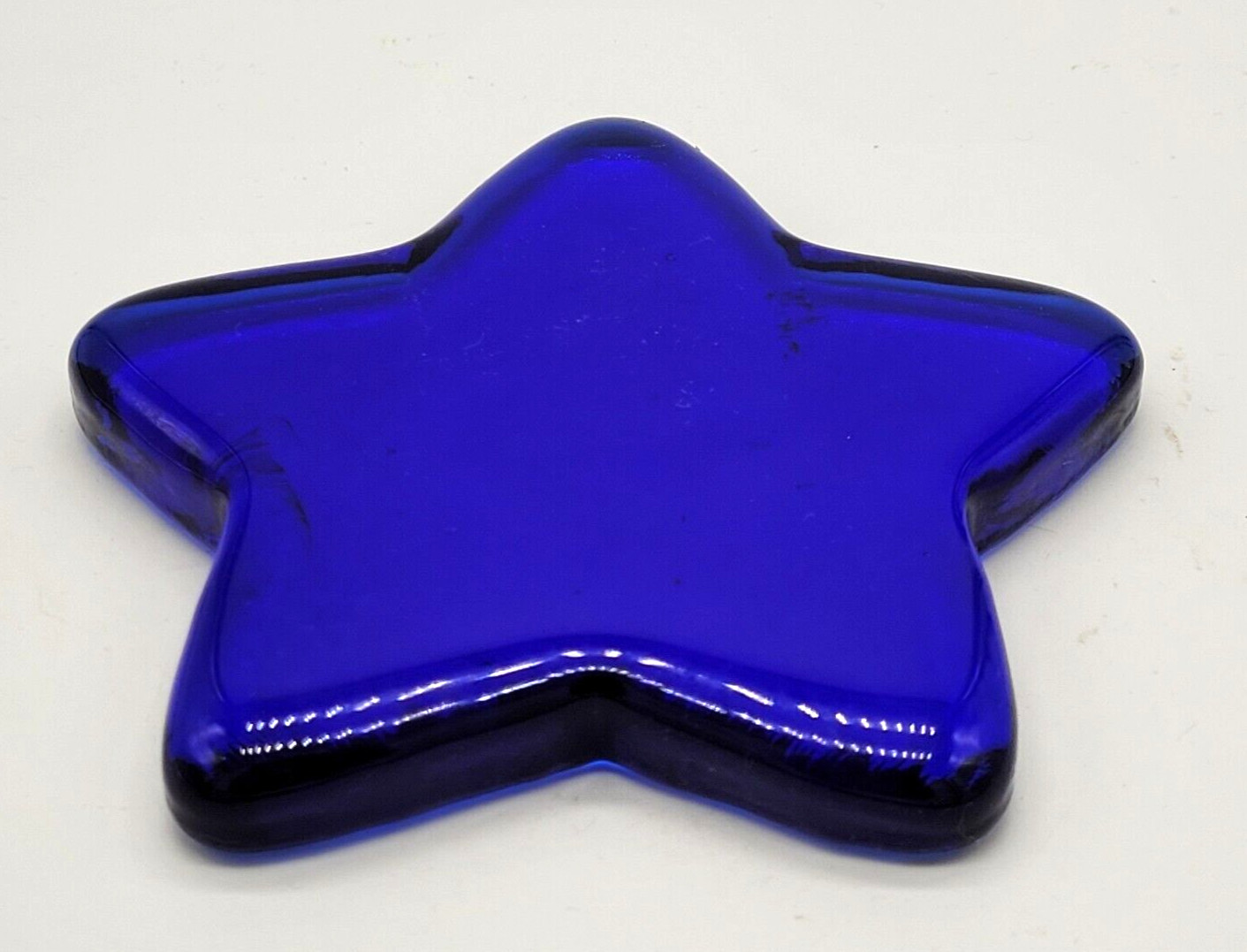 Cobalt Blue Glass Star Paperweight Art Glass 4.5 x 4.5 inches Recyled Glass