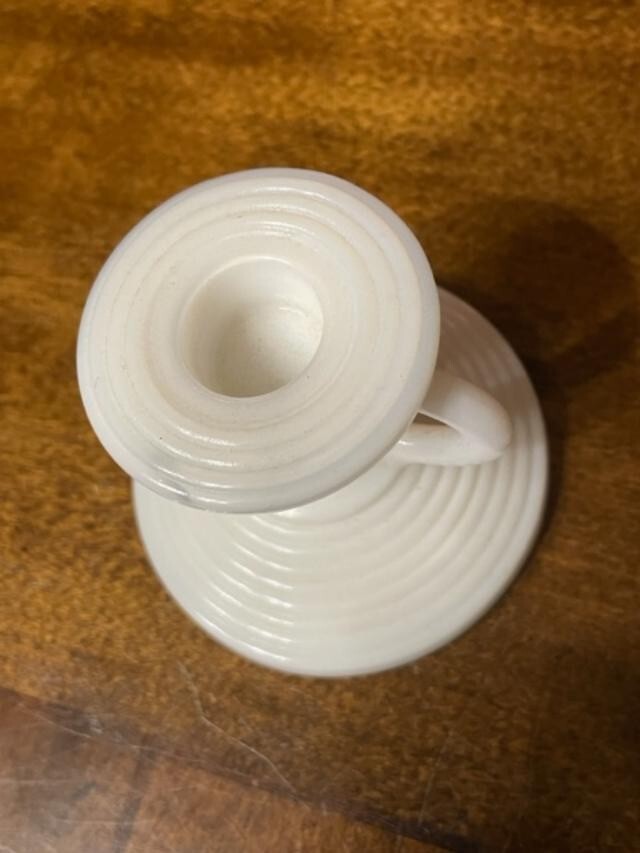 Vtg. Milk Glass Candleholder 3.50″ with handle.