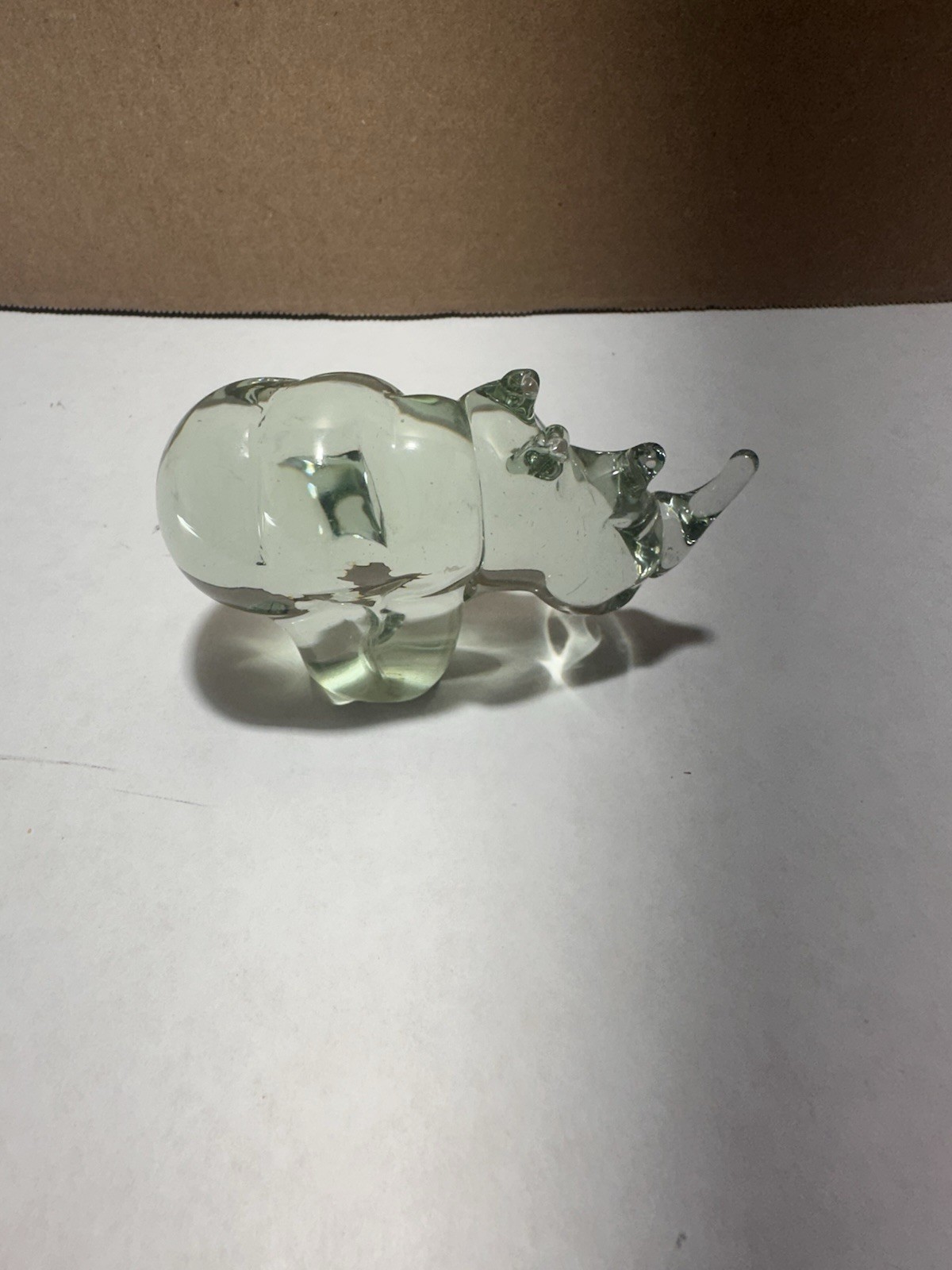 Ngwenya Glass Swaziland Handmade Lion, Rhino and Hippo-Blown Glass Animals-clear