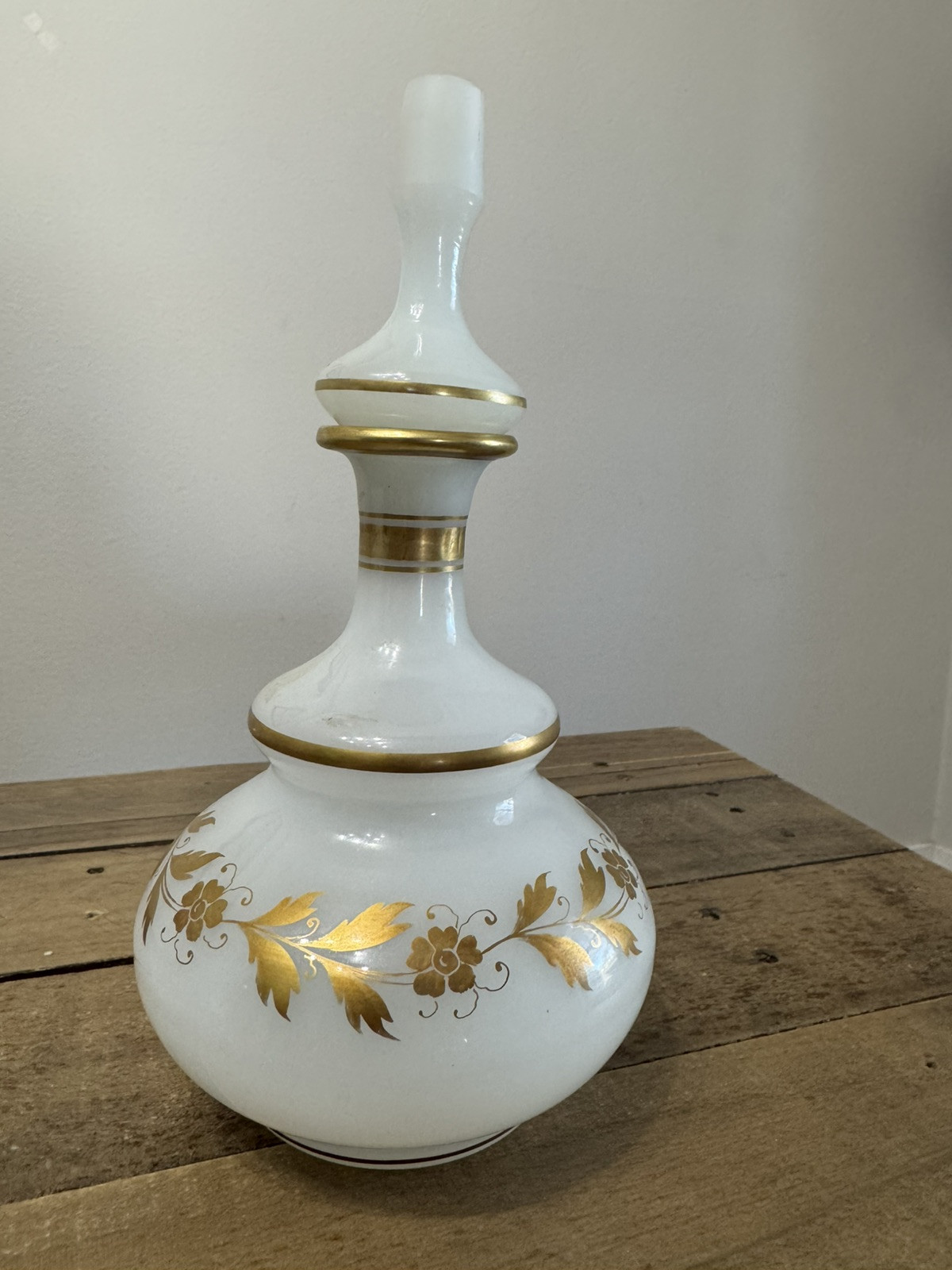 Irice West Germany Art Glass Dresser Cologne Bottle Gilding Raised Enamel
