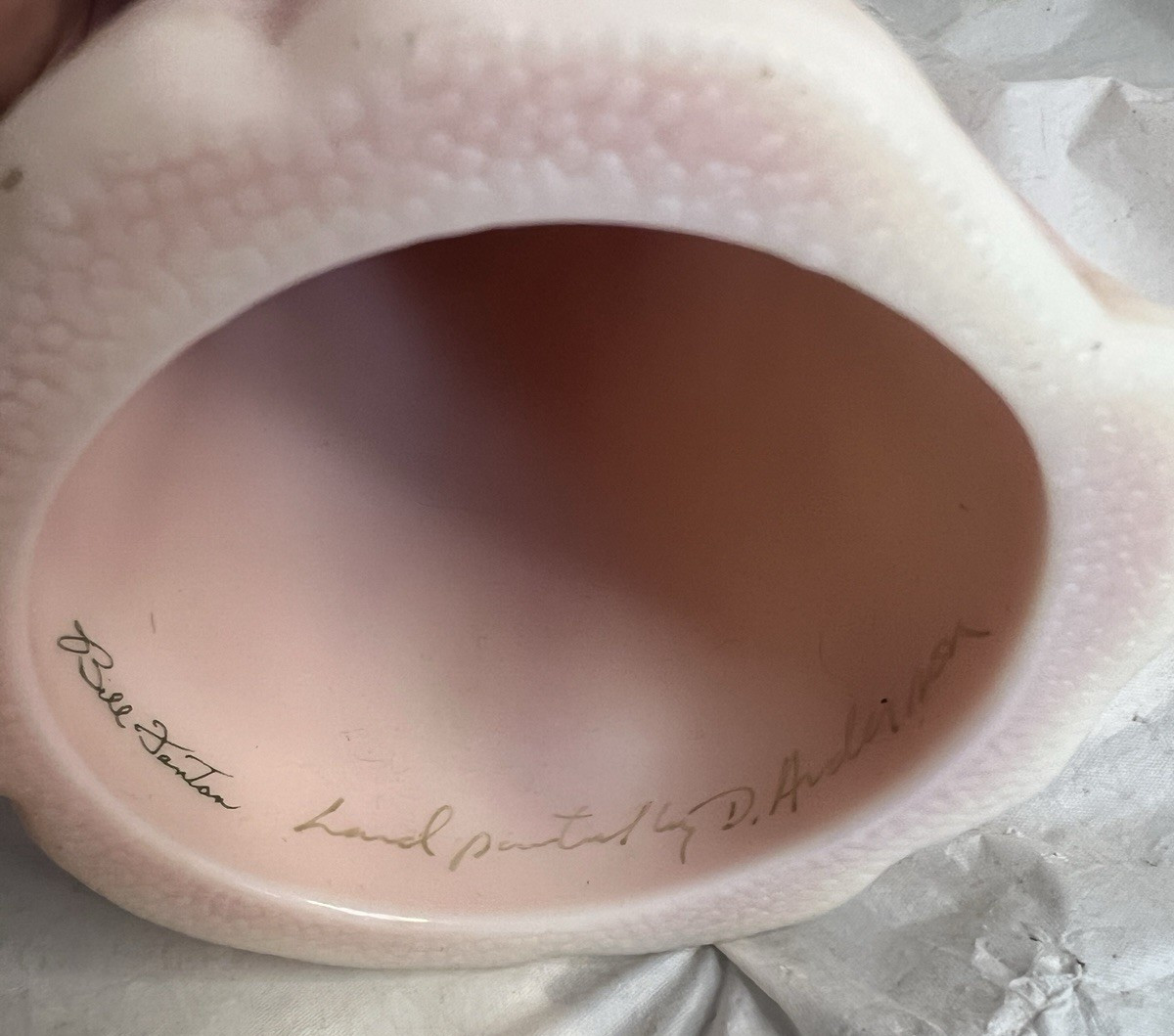 Pink Fenton Santa Claus Christmas Signed Bill Fenton Hand Painted D. Anderson?