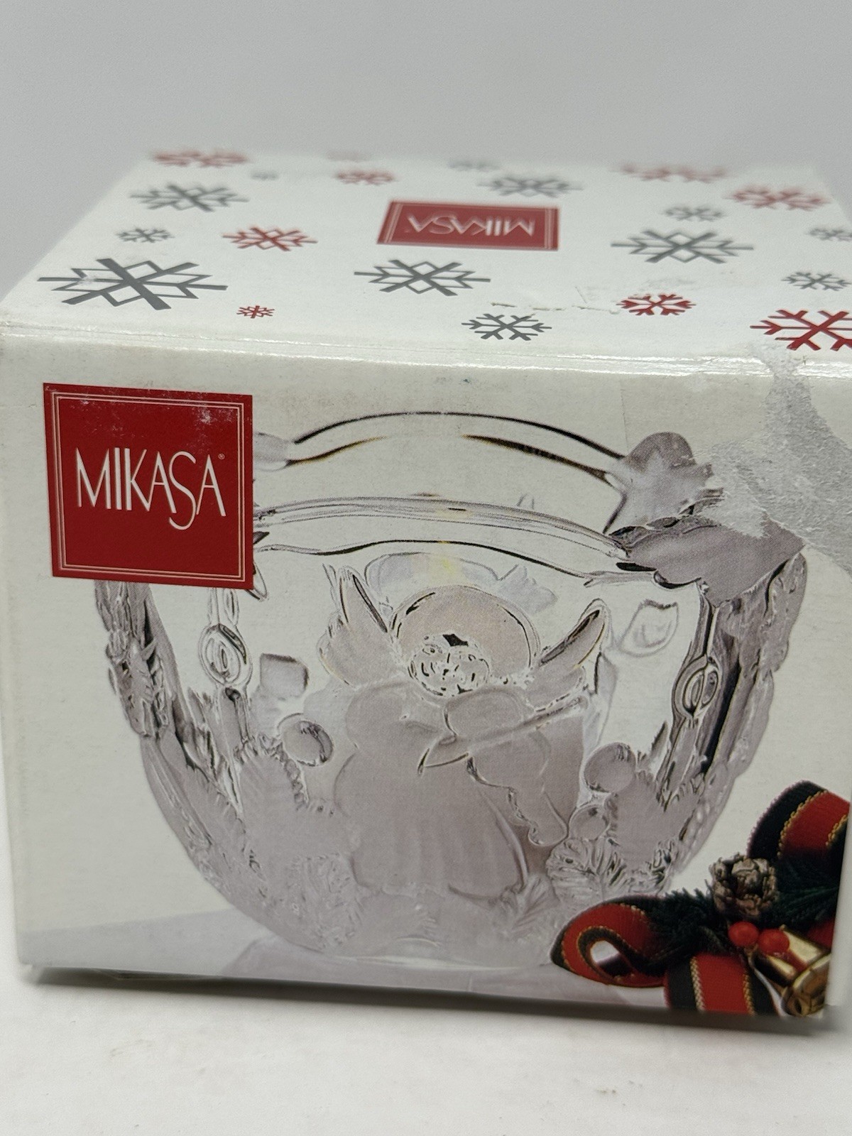 Mikasa ~ Christmas Angel Bowl ~ Votive Original Box holiday lights Winter 3-D