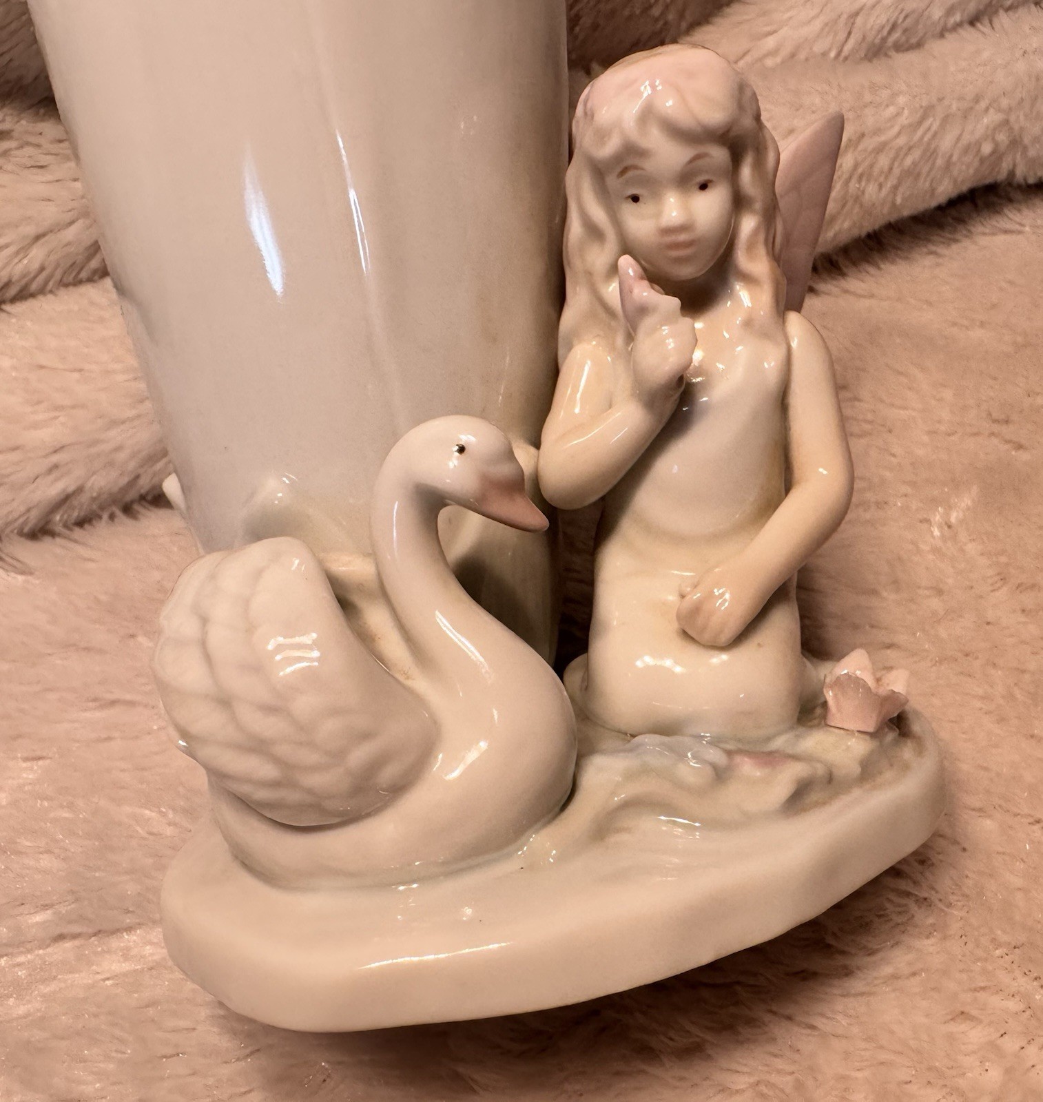Vintage Fairy Swan Magic Fantasy Vase Pastel Fae Mythical Figure Sprite