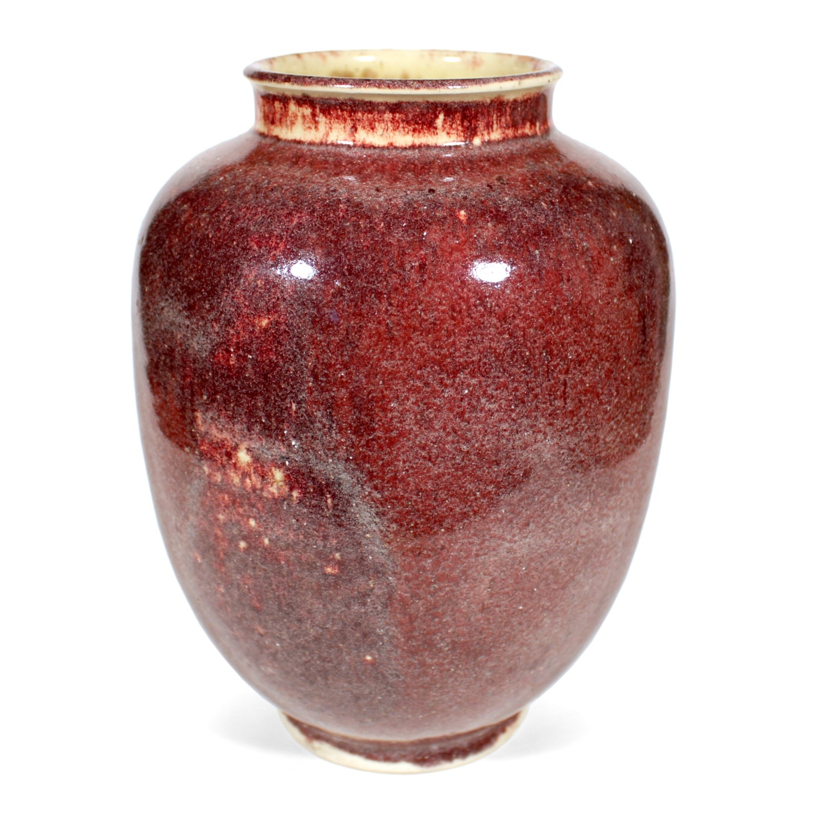 GUSSO REUSS GERMAN STUDIO ART POTTERY VASE OXBLOOD COPPER RED VINTAGE GERMANY